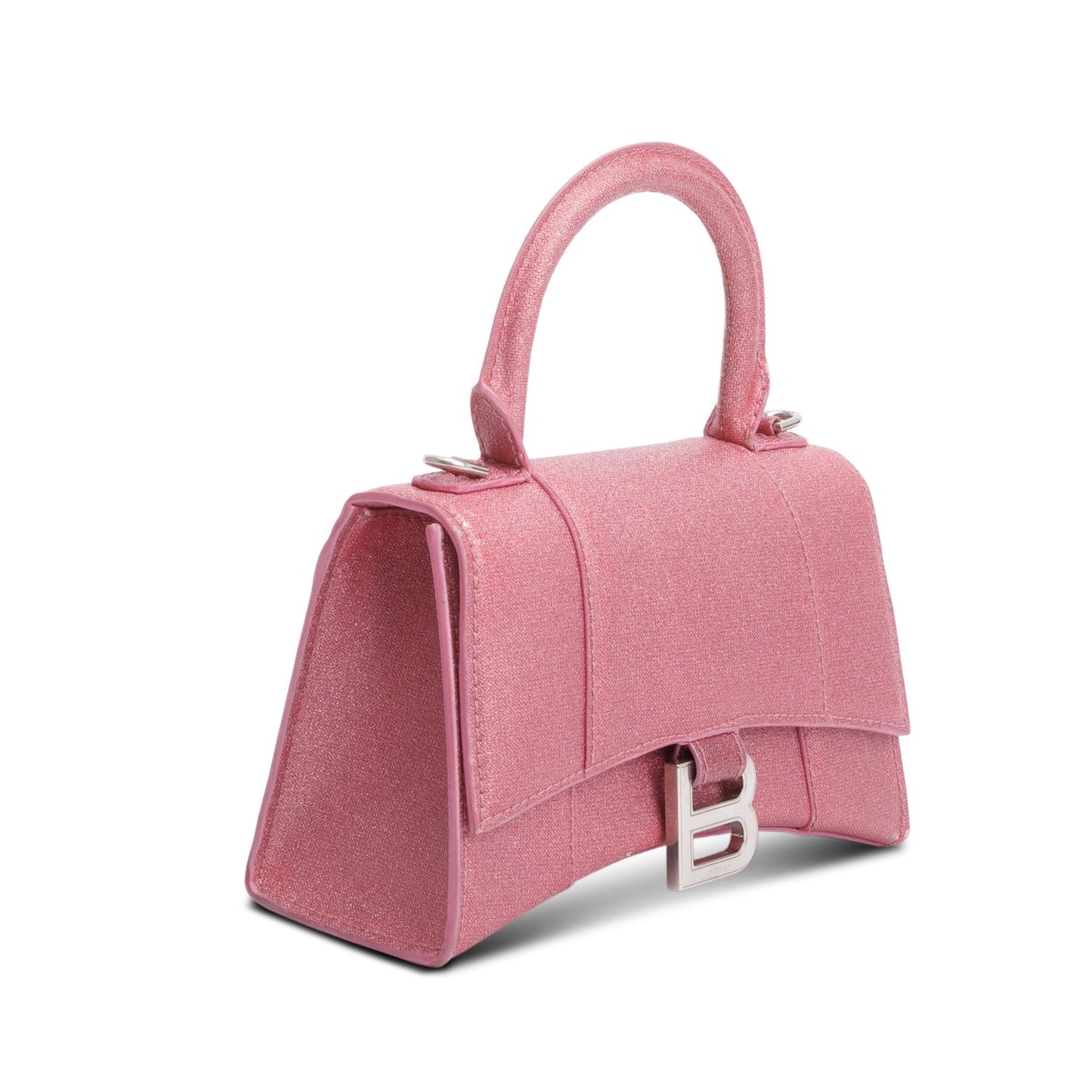 Balenciaga Glitter Xs Hourglass Top Handle Bag Pink Travel Bag