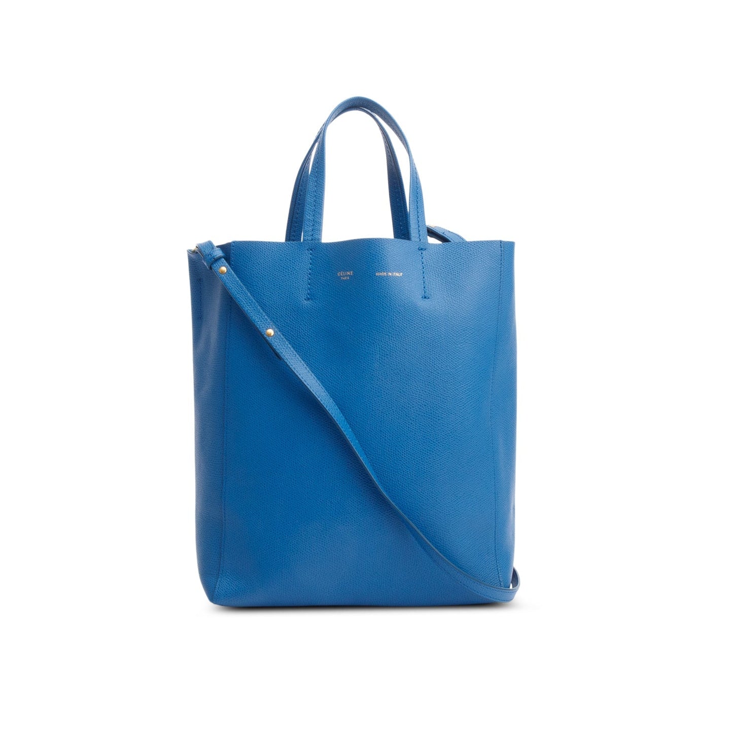 Celine Grained Calfskin Vertical Cabas Tote Handbag Blue Small Tote Bag