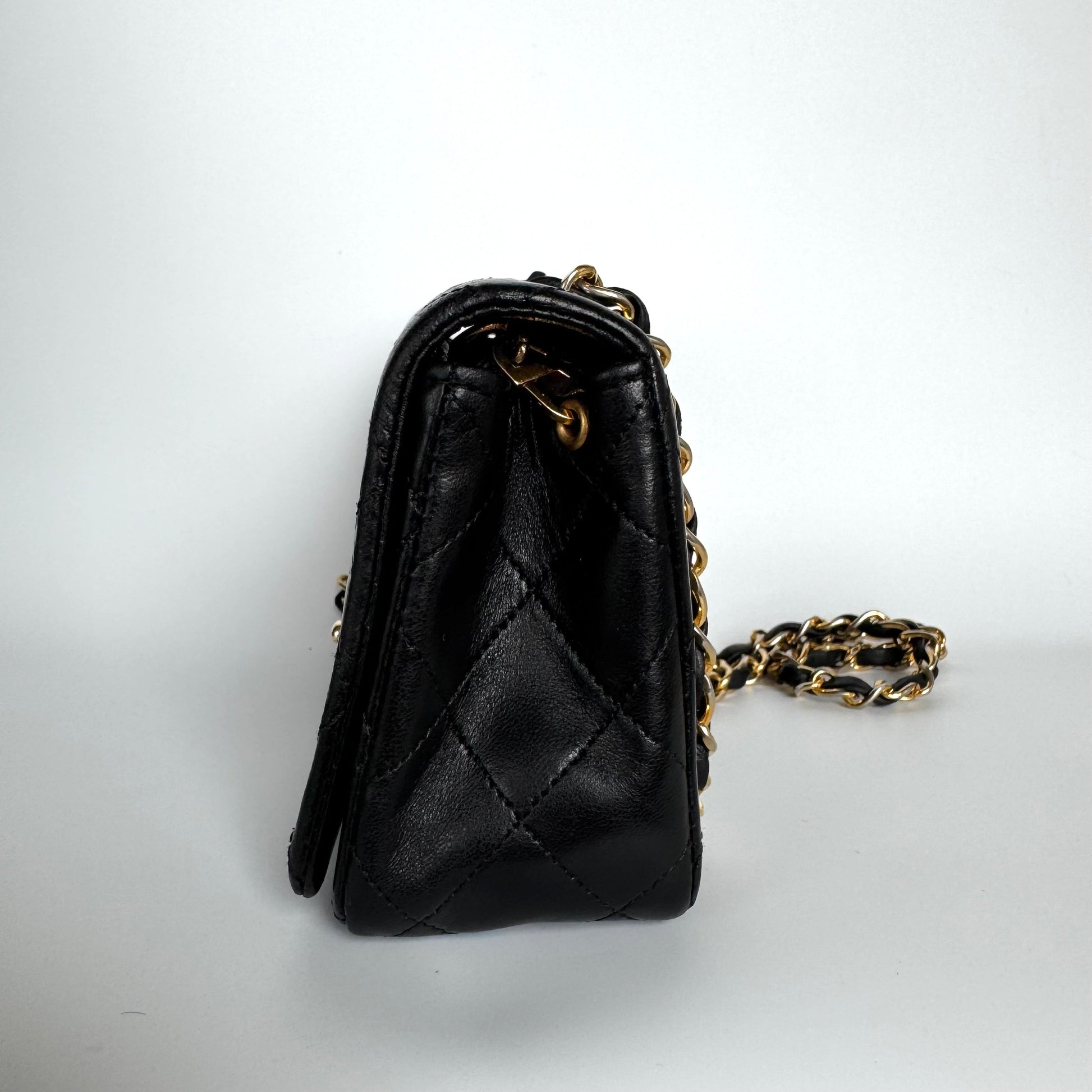 Chanel Classic Flap - Lambskin 24k Hardware Black Gold Leather Mini Bag Hardware 1