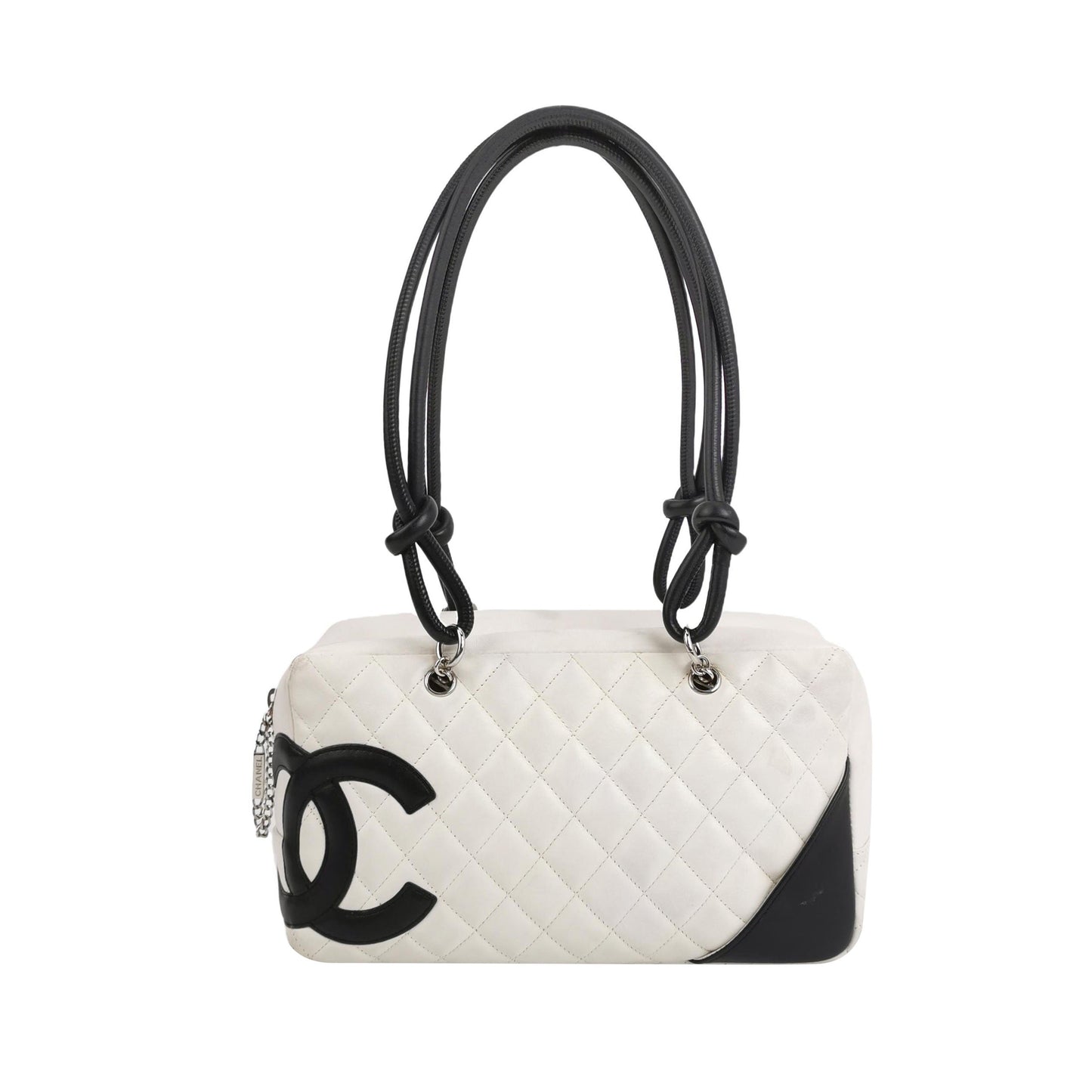 Chanel Cambon Calfskin Double Black White Leather Shoulder Bag