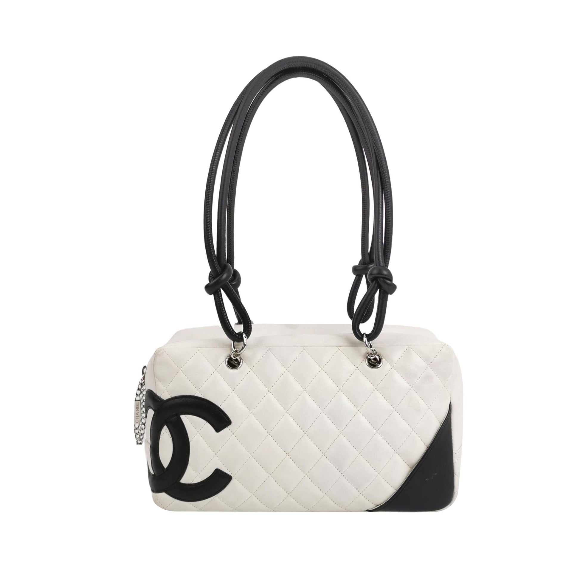 Chanel Cambon Calfskin Double Black White Leather Shoulder Bag