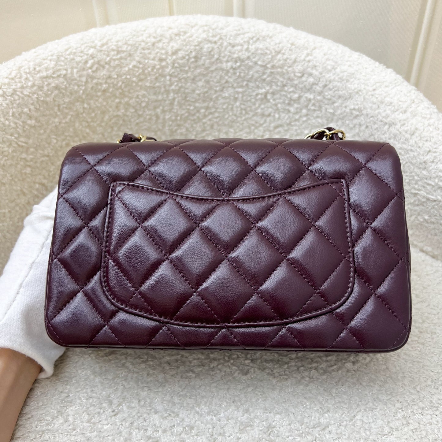 Chanel Classic Rectangle Mini Flap Bag in Burgundy Lambskin and Lghw