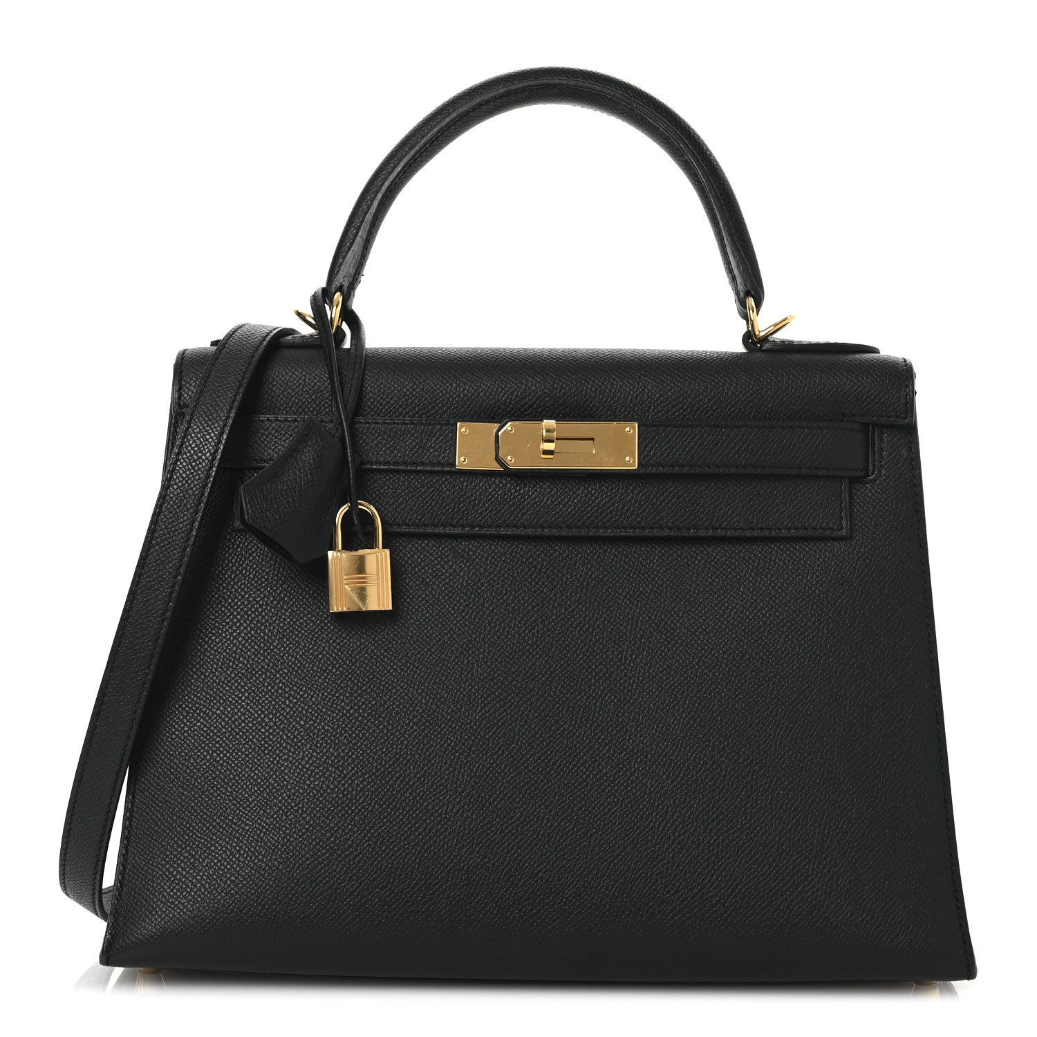 Hermes Epsom Kelly Sellier Handbag Black Travel Bag 28 Black 1722438