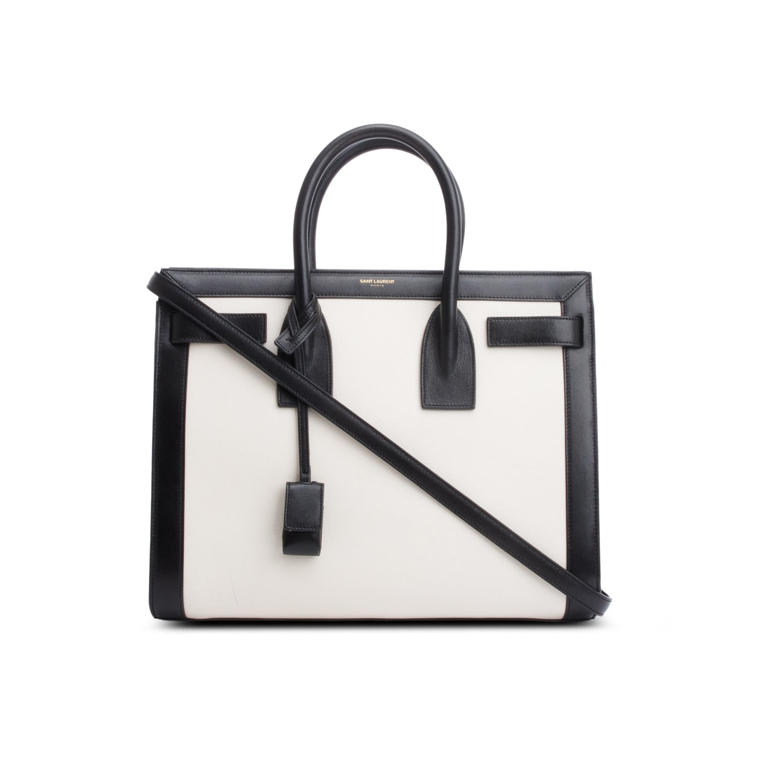 YSL Saint Laurent Calfskin Bi Color Sac De Jour Travel Small Travel Bag