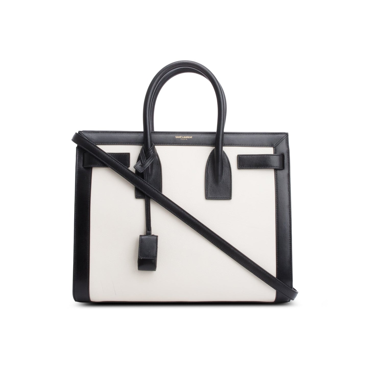 YSL Saint Laurent Calfskin Bi Color Sac De Jour Travel Small Travel Bag