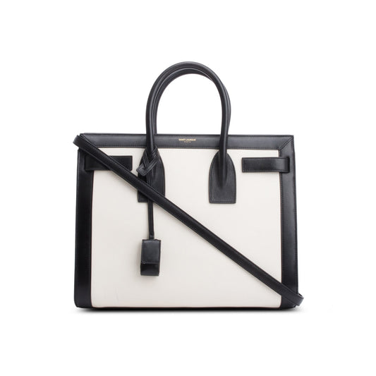 YSL Saint Laurent Calfskin Bi Color Sac De Jour Travel Small Travel Bag