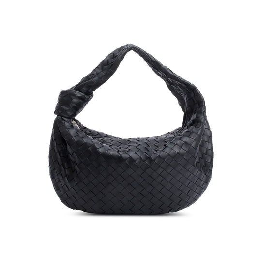 Bottega Veneta Nappa Intrecciato Jodie Shoulder Bag Black Small