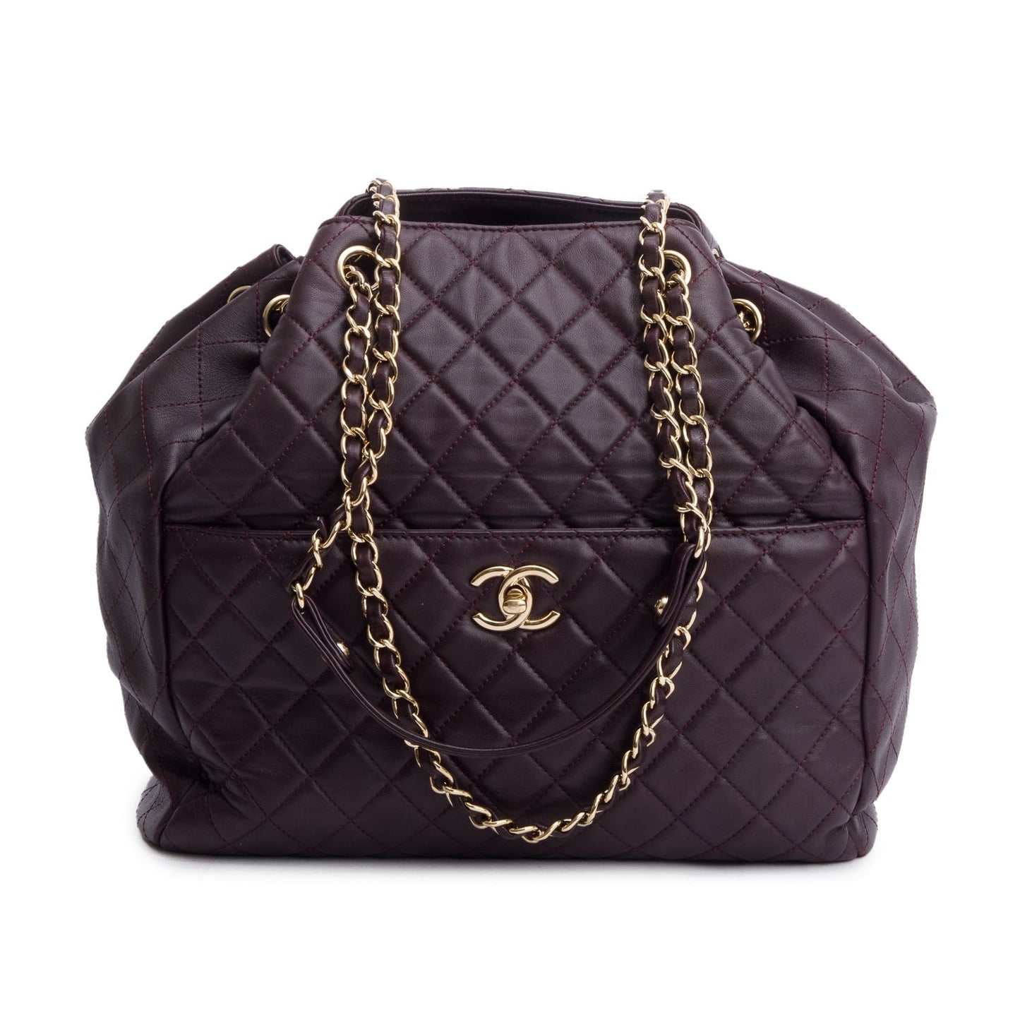 Chanel Purple Quilted Drawstring Lambskin Jewelry