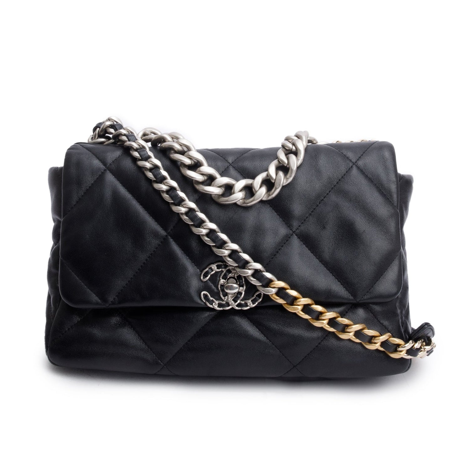 Chanel Quilted 19 Flap Lambskin Black Travel Bag
