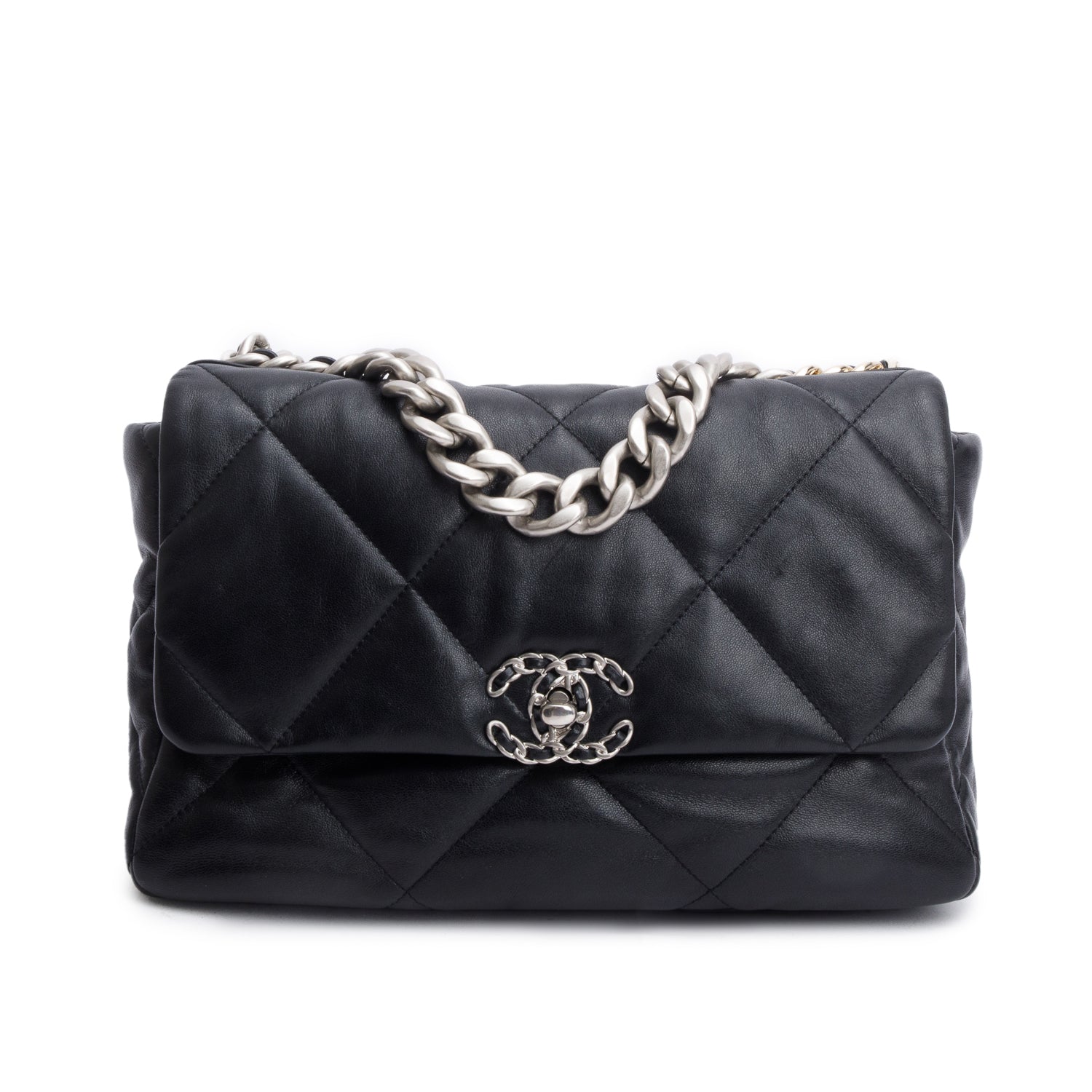 Chanel Quilted 19 Flap Lambskin Black Travel Bag