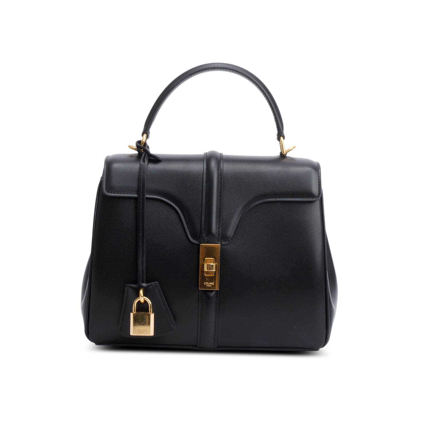 Celine Satinated Calfskin Top Handle Bag Black Travel Bag