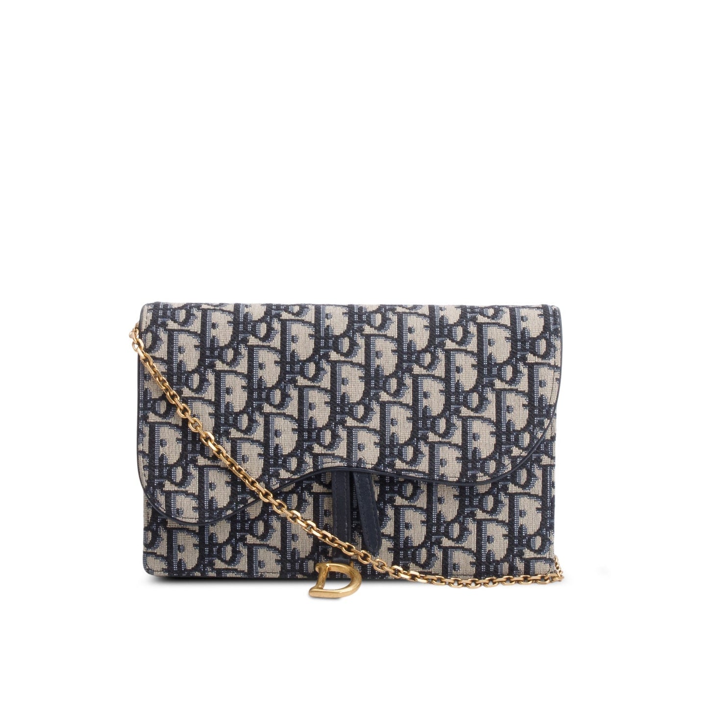 Dior Christian Oblique Saddle Pouch With Handbag Blue Medium Travel Bag