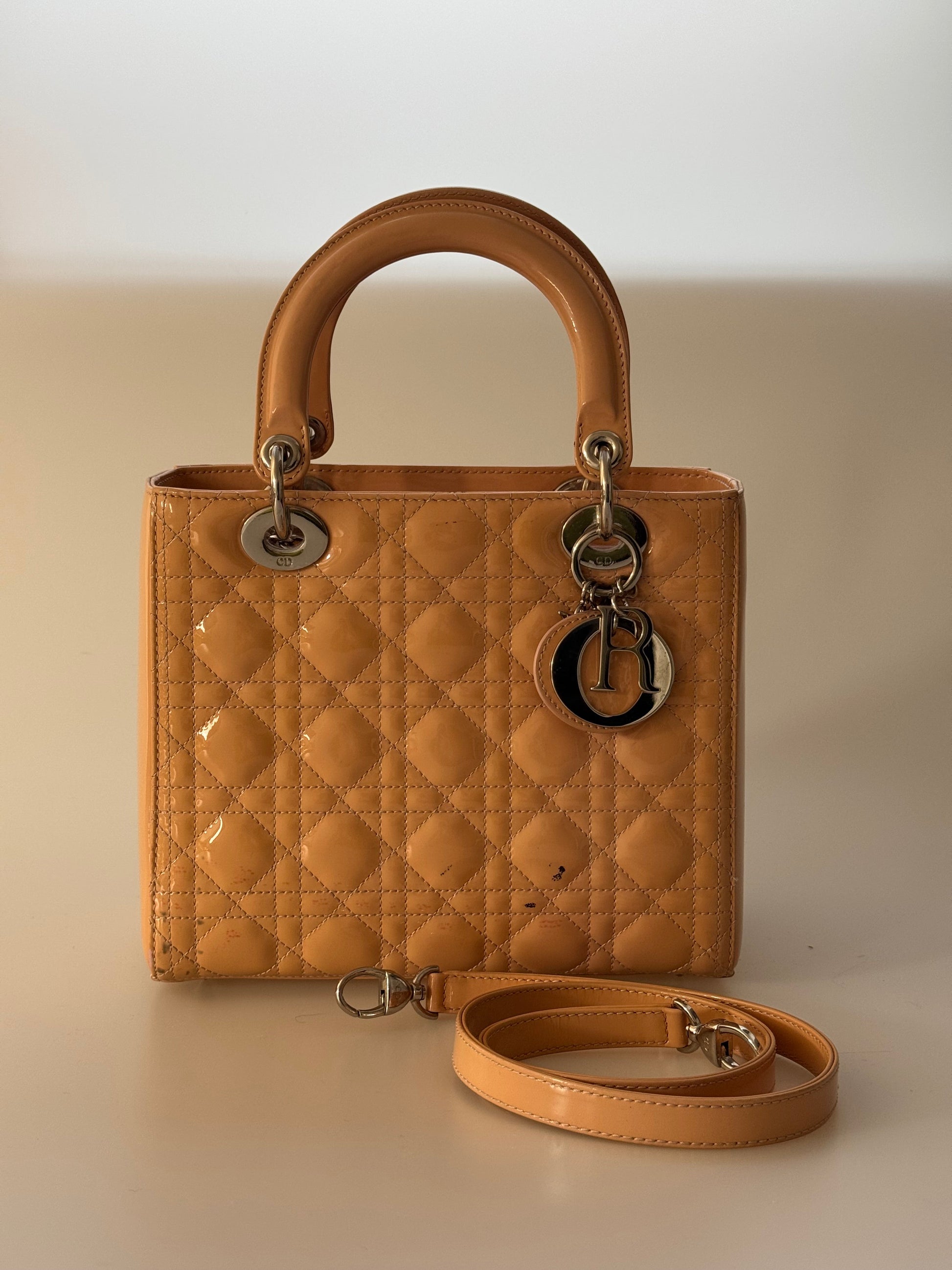 Dior Handbag Christian Lady Bag Light Beige Medium