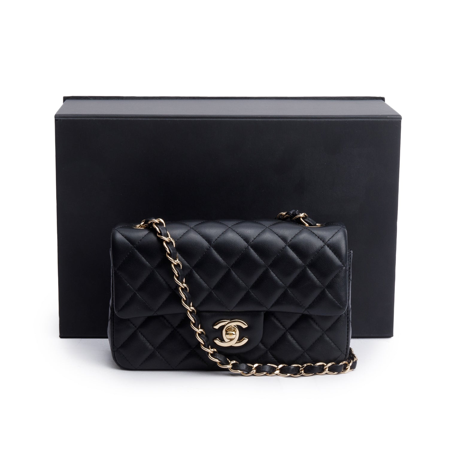 Chanel Quilted Rectangular Flap Lambskin Black Travel Bag