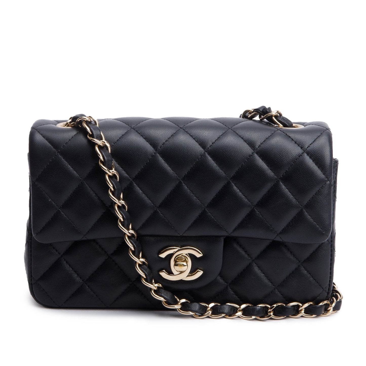Chanel Quilted Rectangular Flap Lambskin Black Travel Bag