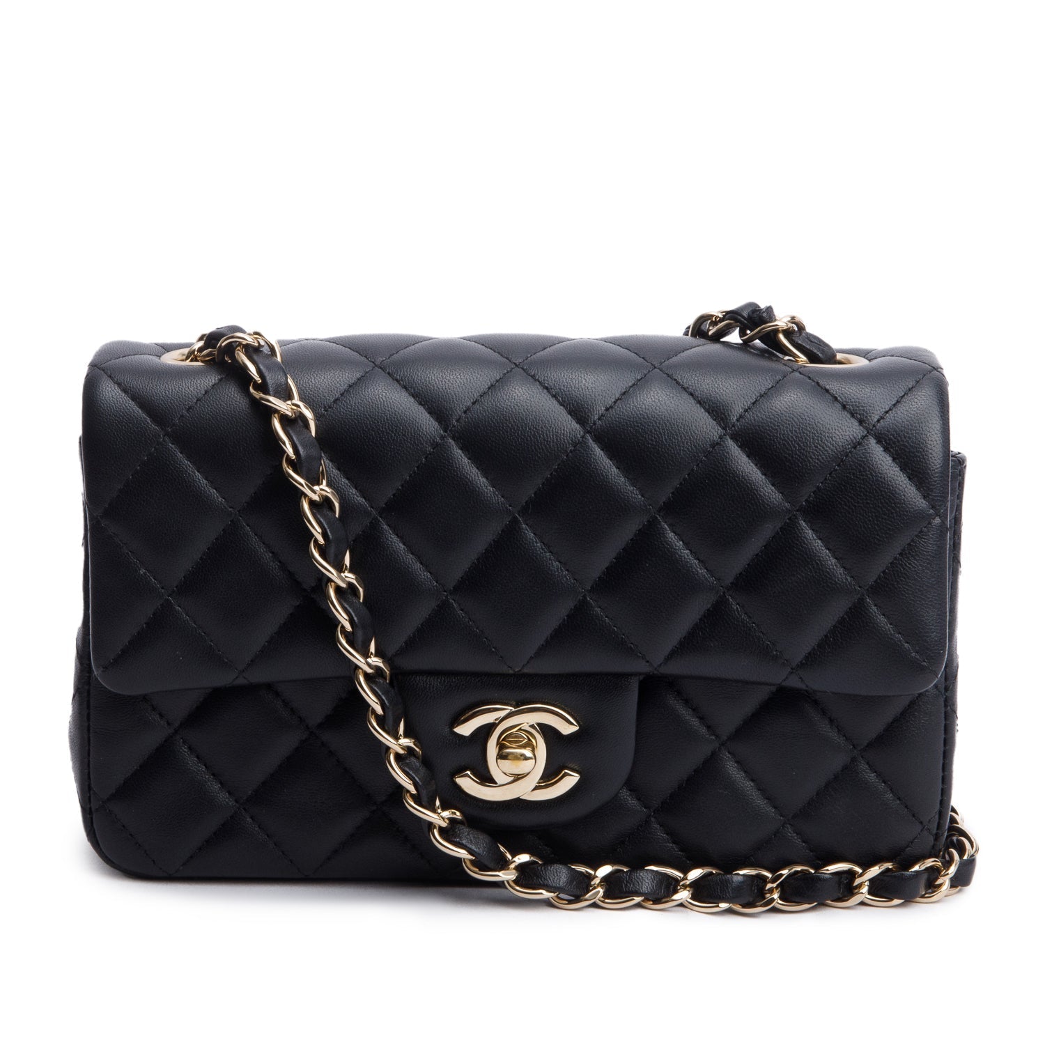 Chanel Quilted Rectangular Flap Lambskin Black Travel Bag