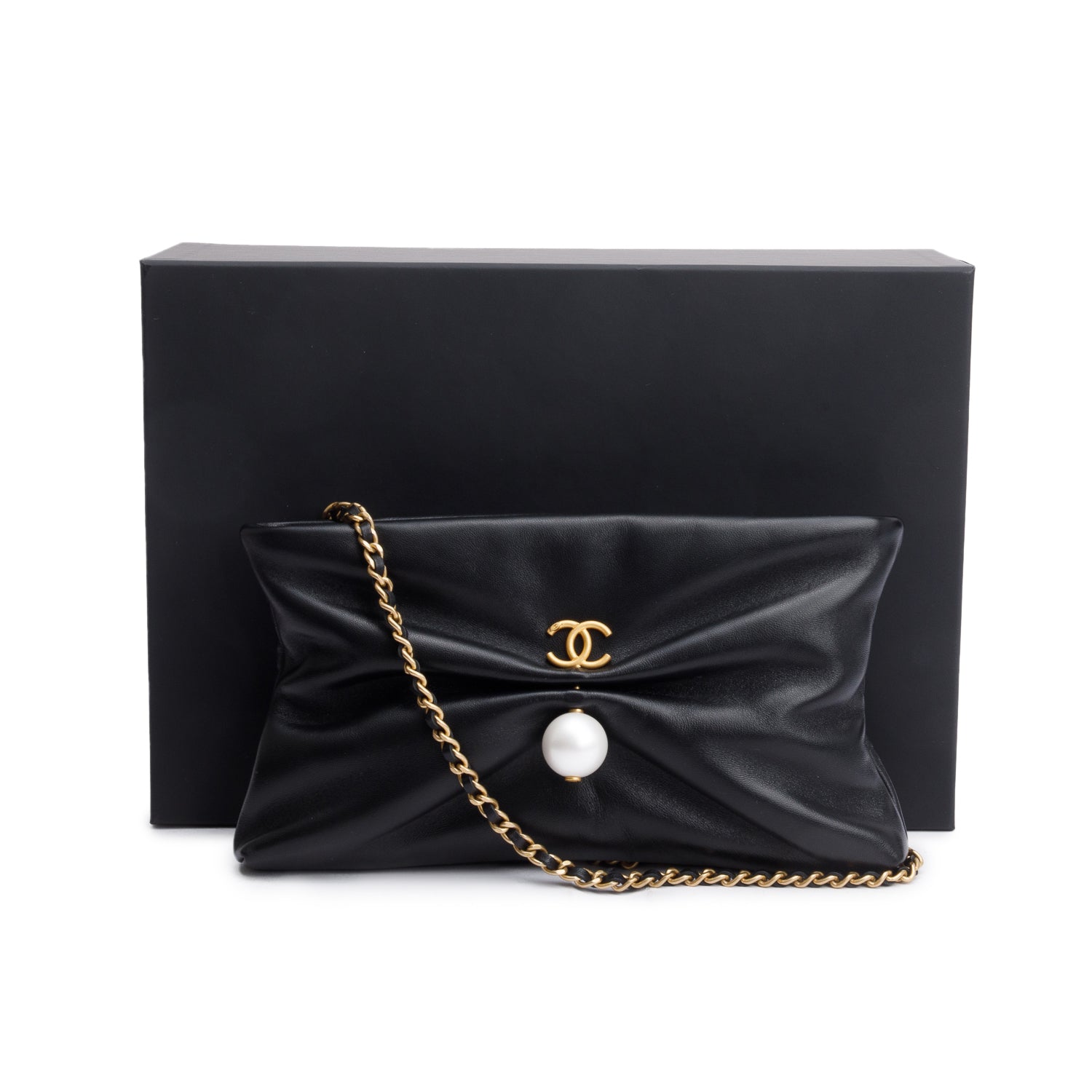 Chanel Shiny Pearl Lambskin Black Travel Bag