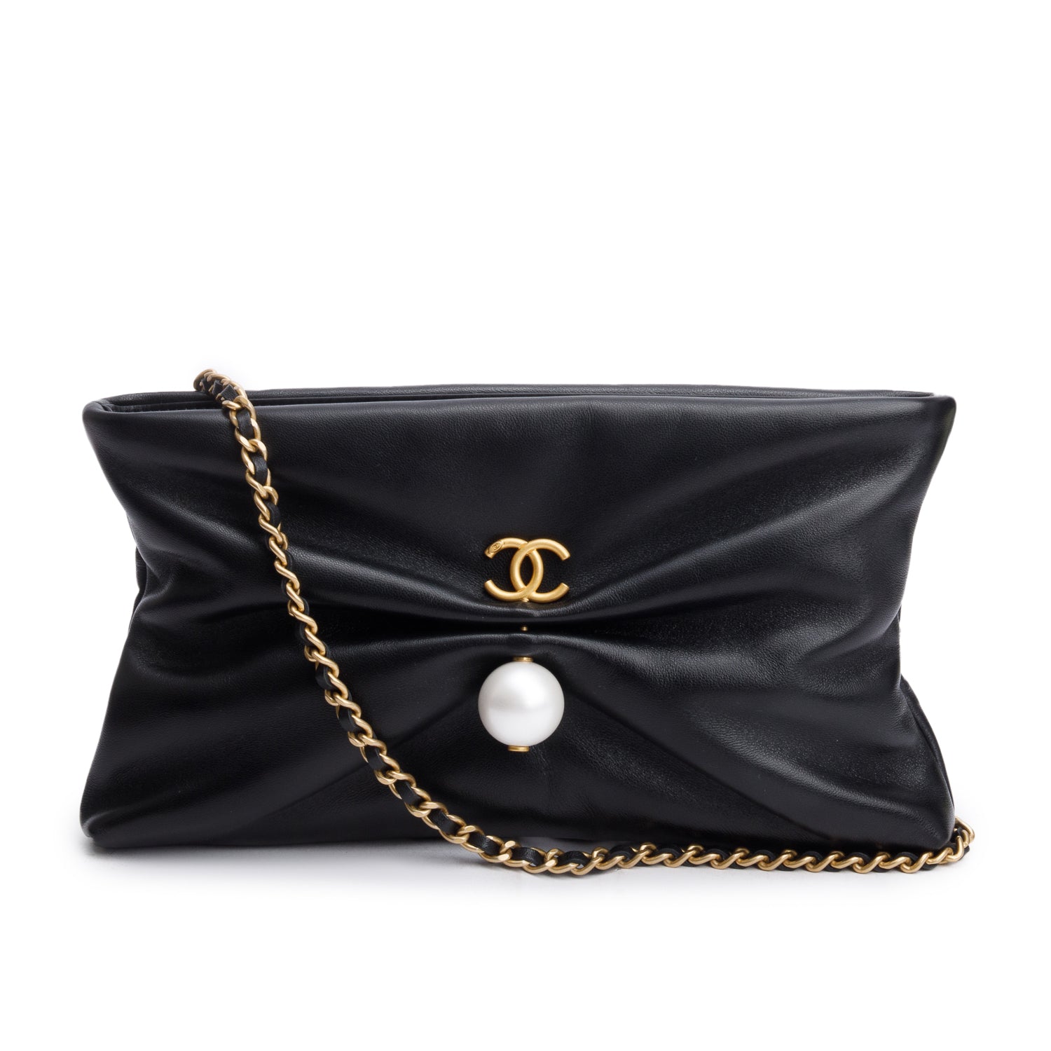 Chanel Shiny Pearl Lambskin Black Travel Bag