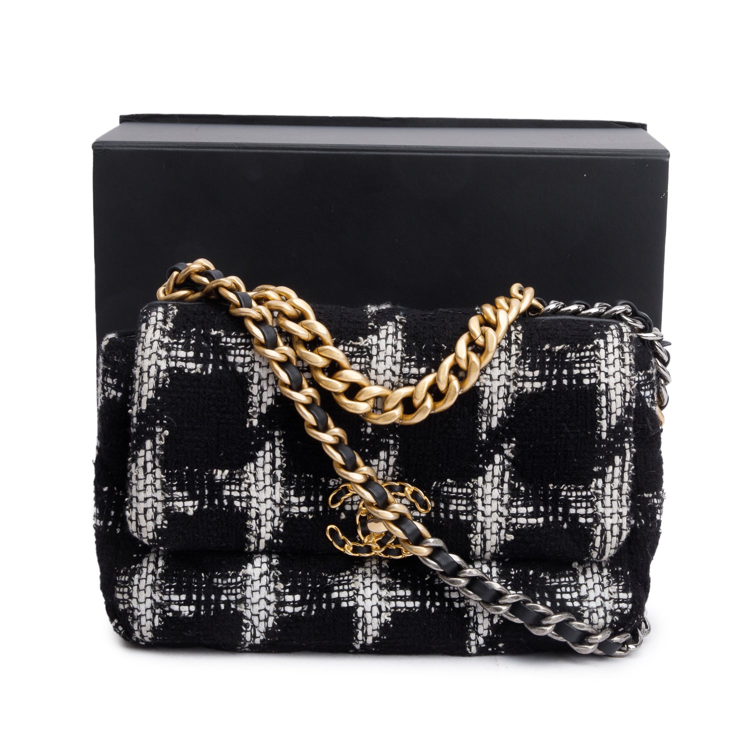 Chanel Tweed Quilted 19 Flap Travel Bag