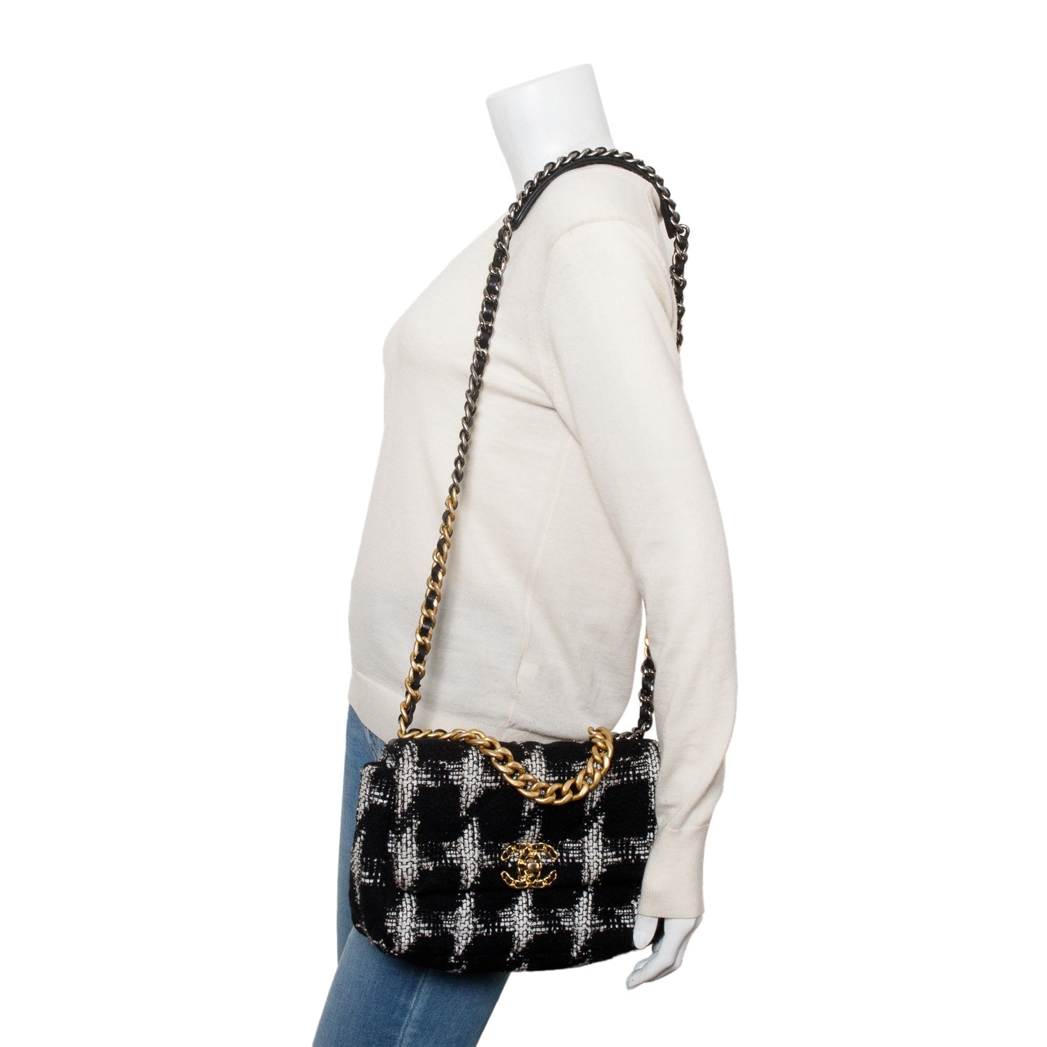 Chanel Tweed Quilted 19 Flap Travel Bag