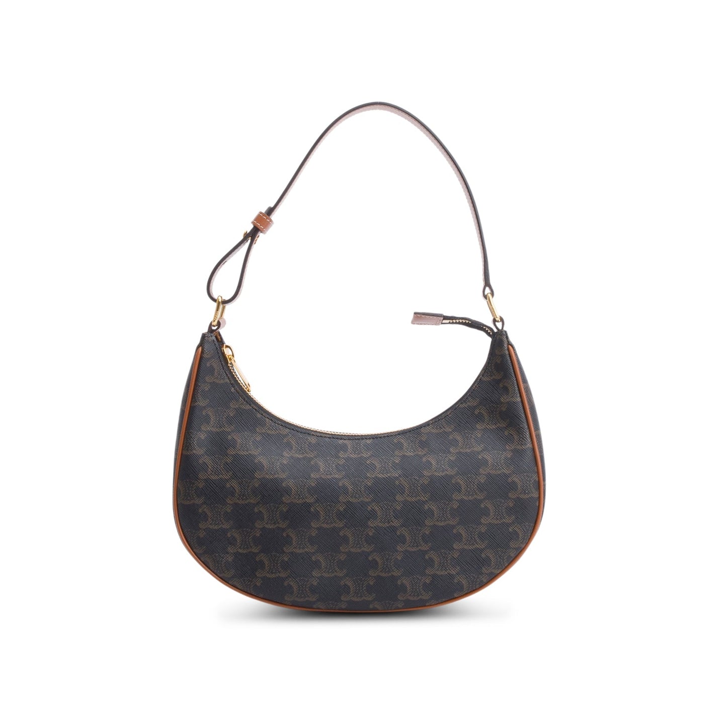 Celine Triomphe And Calfskin Ava Shoulder Bag Canvas Brown