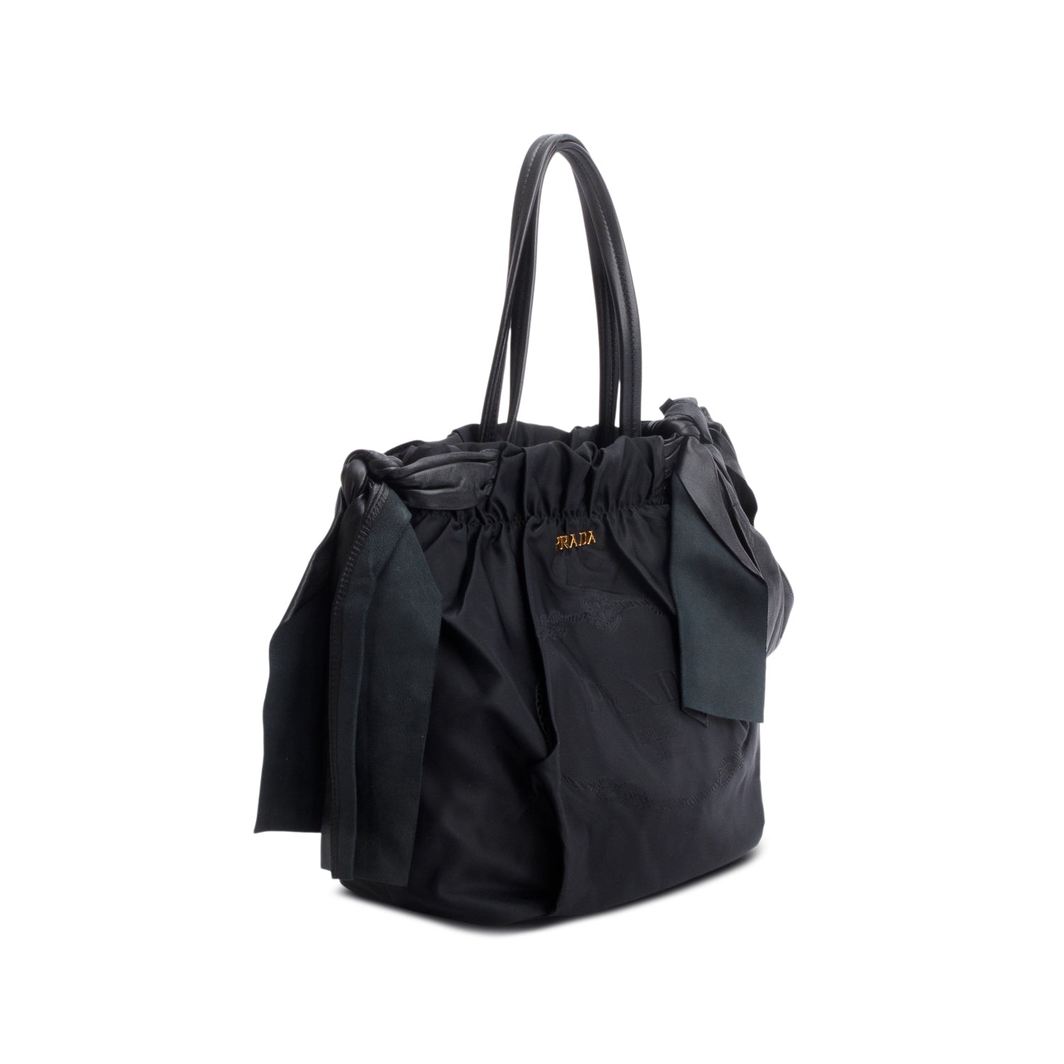 Prada Tessuto Bow Tote Bag Nylon Black