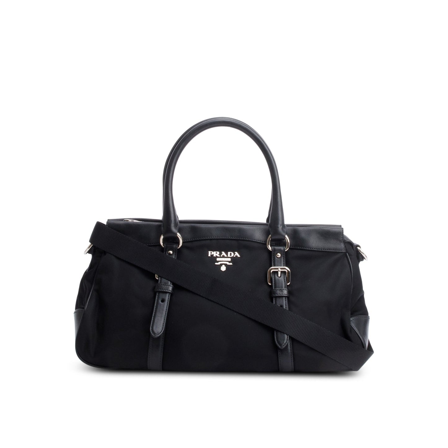 Prada Tessuto Solf Calf Tote Handbag Nylon Black Tote Bag