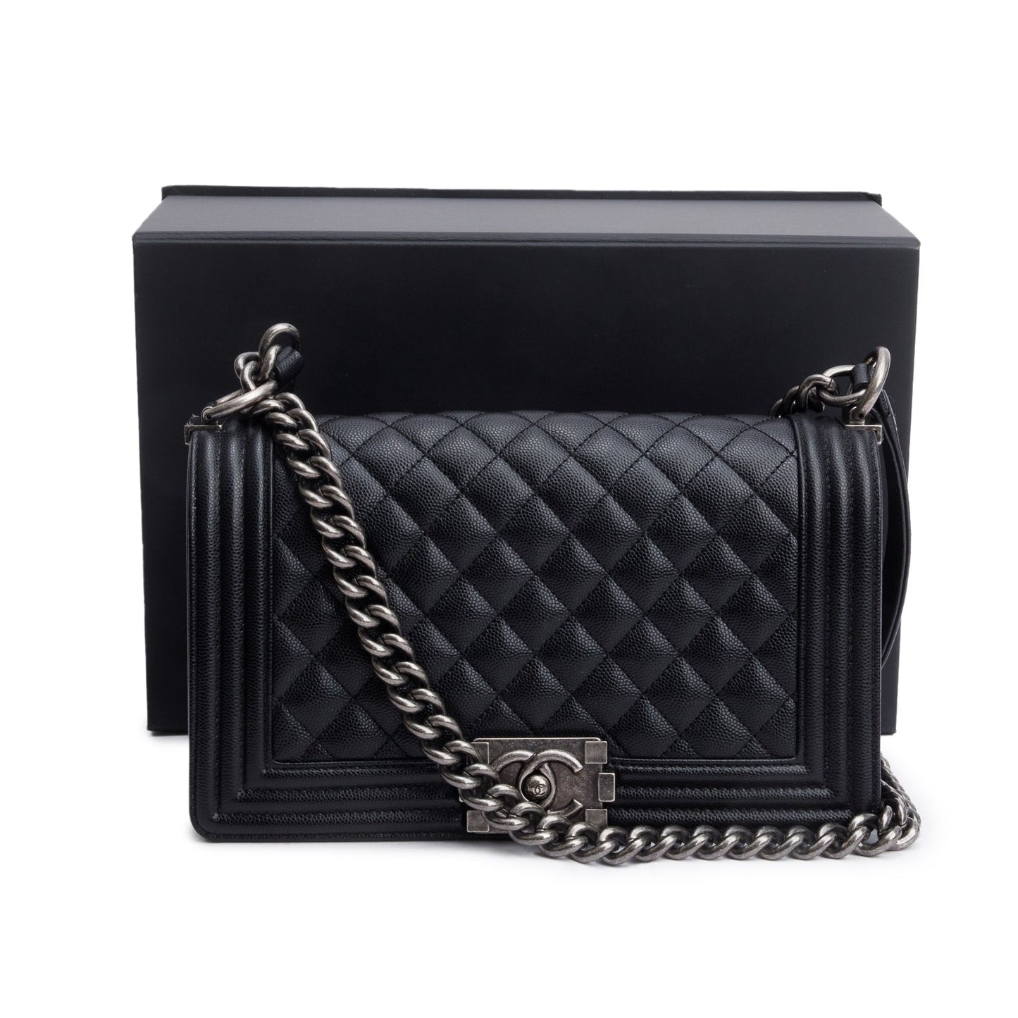 Chanel Caviar Quilted Boy Black Travel Bag