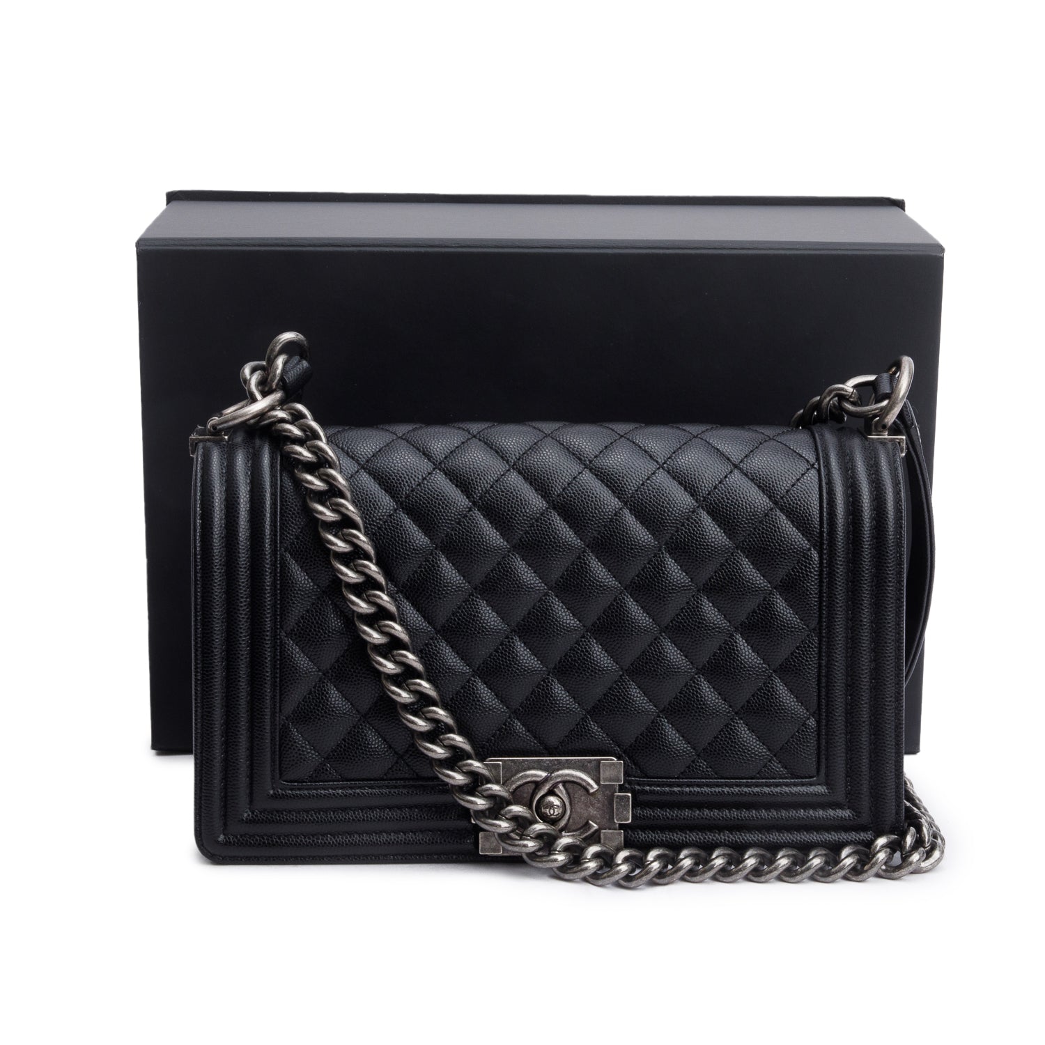 Chanel Caviar Quilted Boy Black Travel Bag