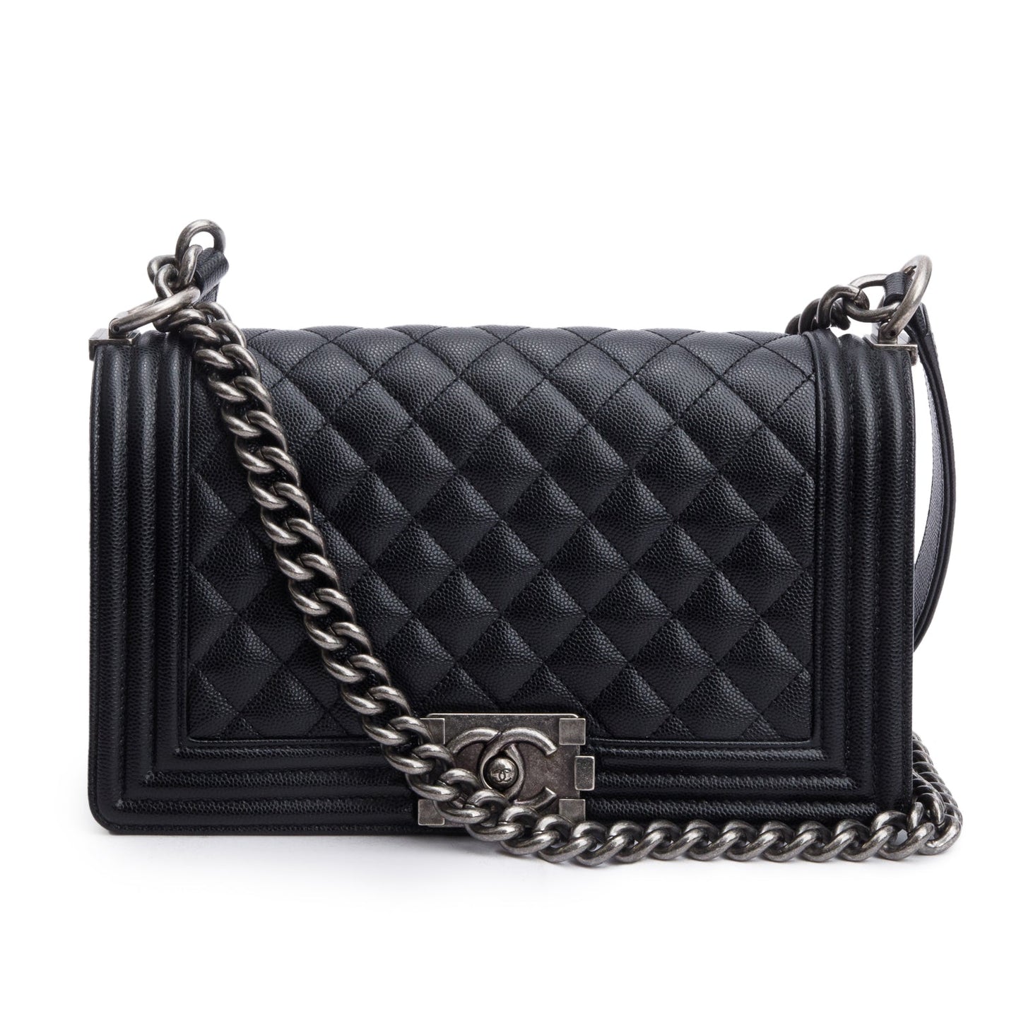 Chanel Caviar Quilted Boy Black Travel Bag