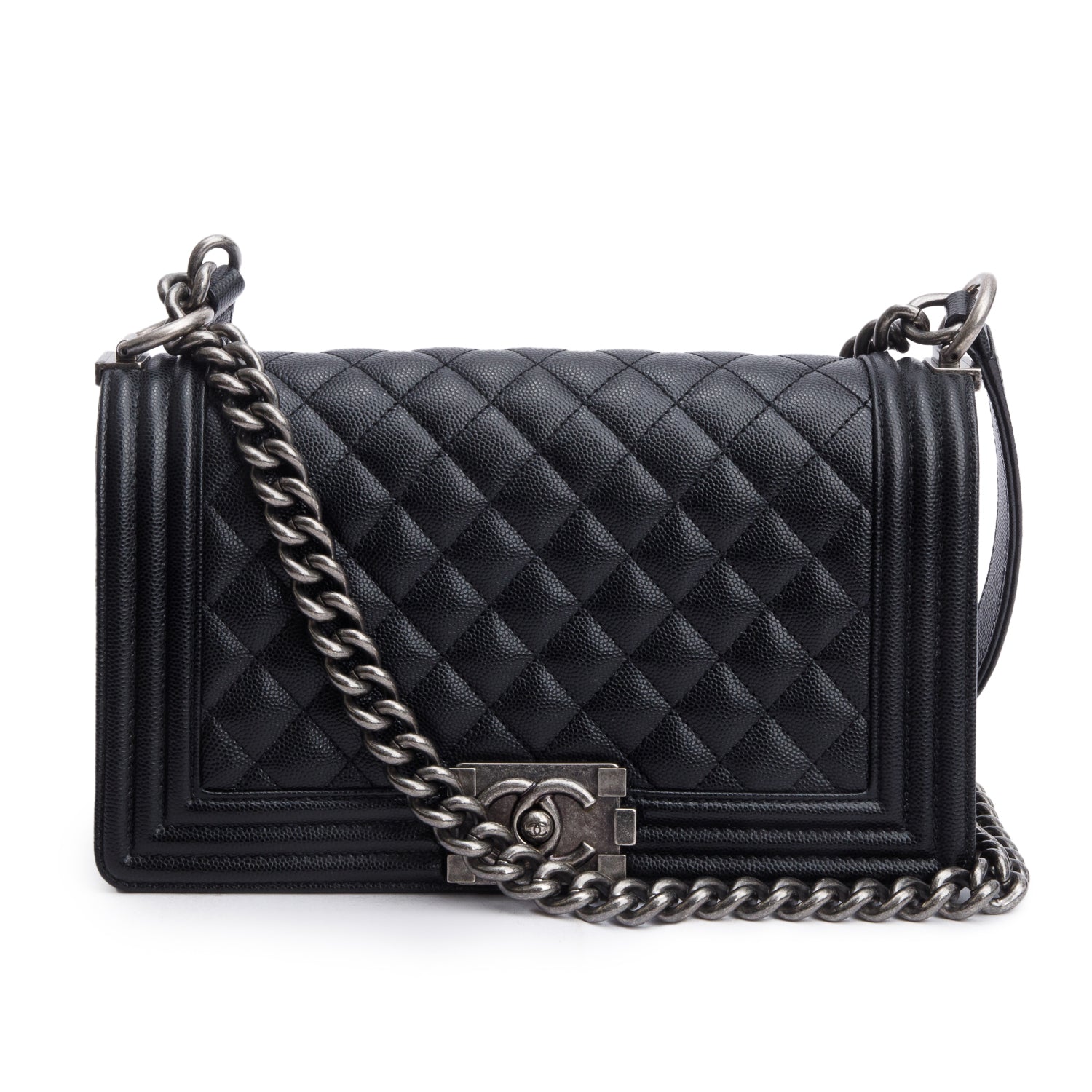 Chanel Caviar Quilted Boy Black Travel Bag