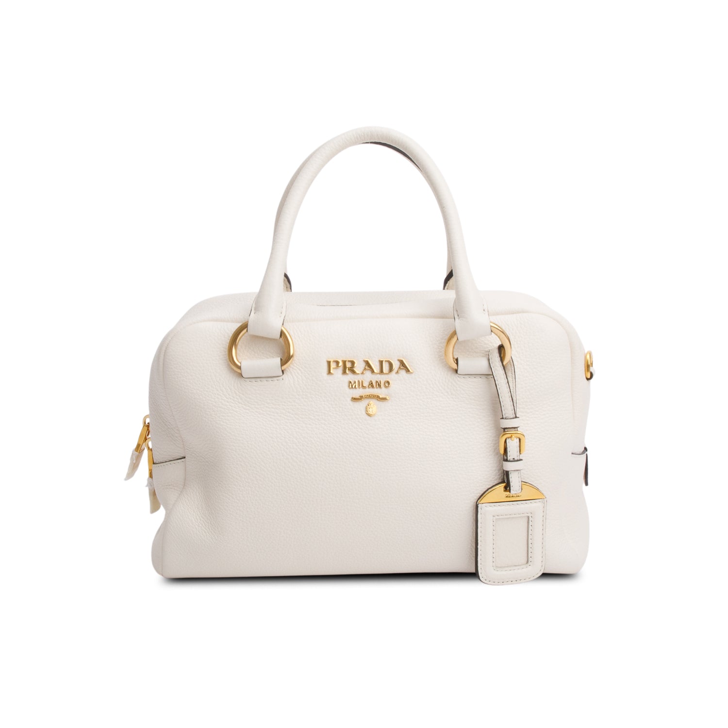 Prada Vitello Phenix Convertible Bauletto Bag Cream Travel Bag