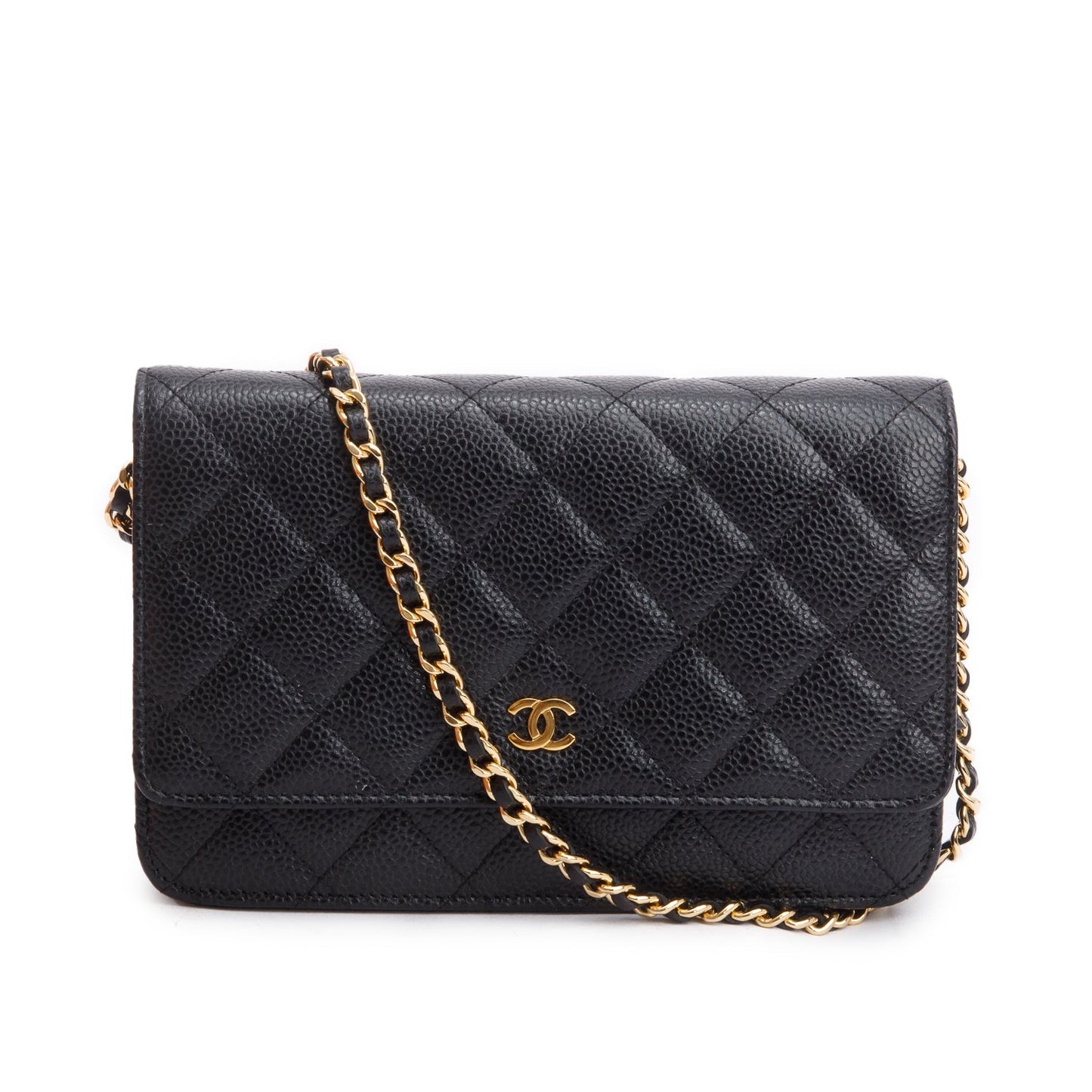 Chanel Quilted Caviar Classic on Leather Black Wallet Case 14