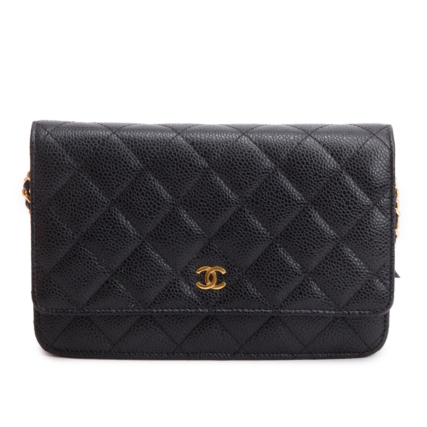 Chanel Quilted Caviar Classic on Leather Black Wallet Case 14
