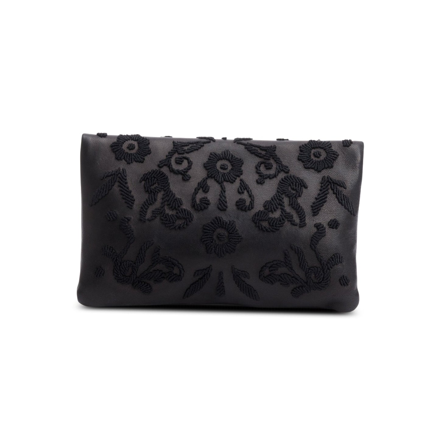 Prada Nappa Ricamo Clutch Handbag Black Flap Clutch Bag