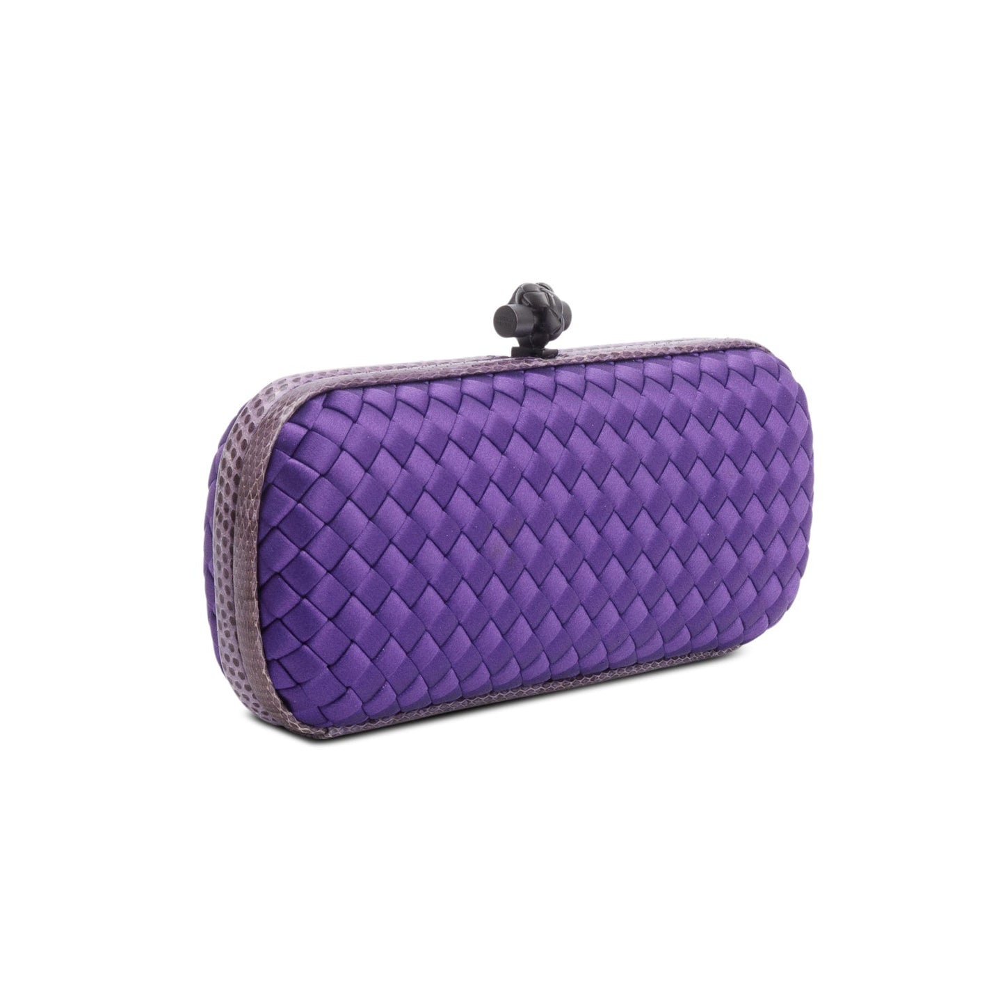 Bottega Veneta Purple Ayers Intreccio Impero Stretch Knot Clutch Satin Clutch Bag