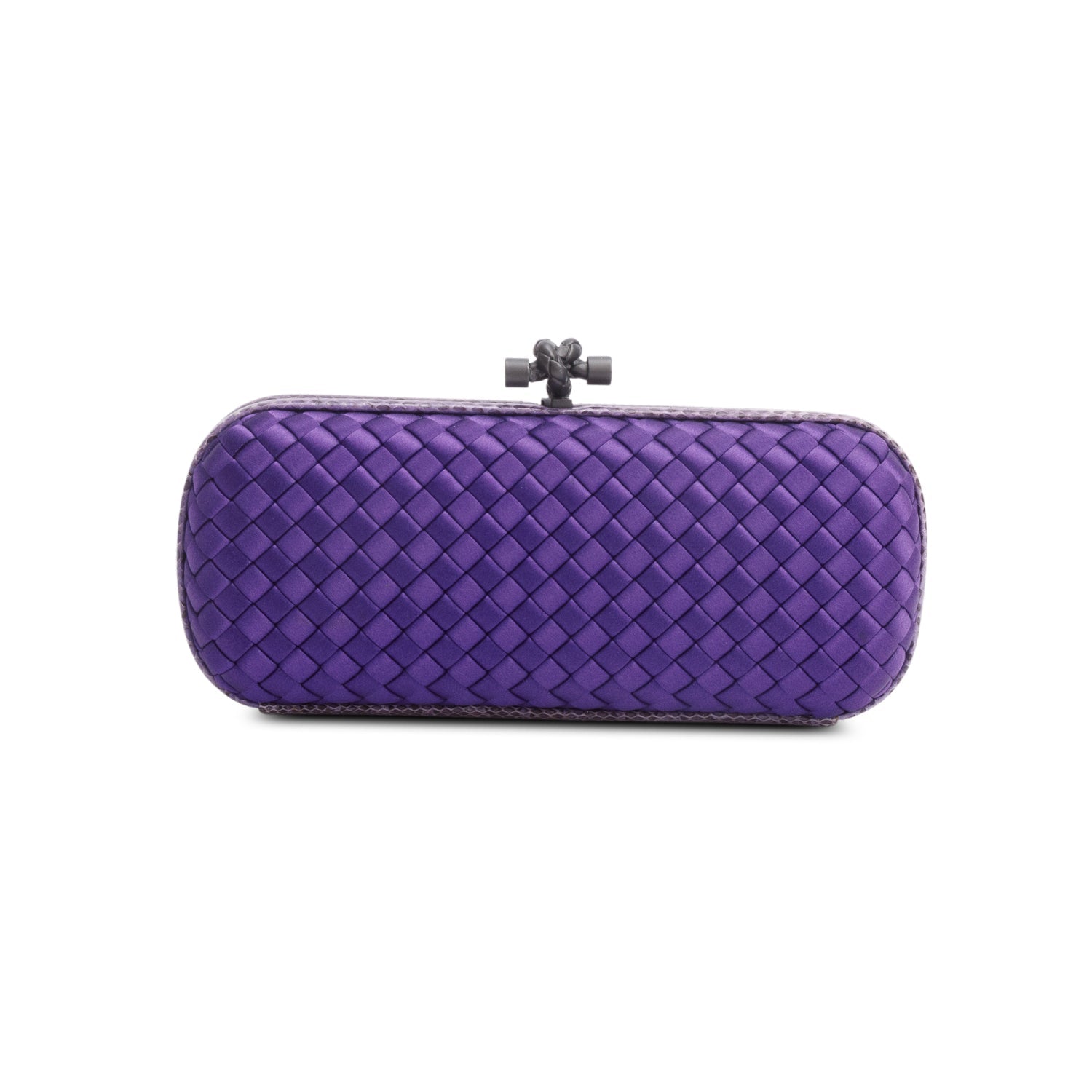 Bottega Veneta Purple Ayers Intreccio Impero Stretch Knot Clutch Satin Clutch Bag