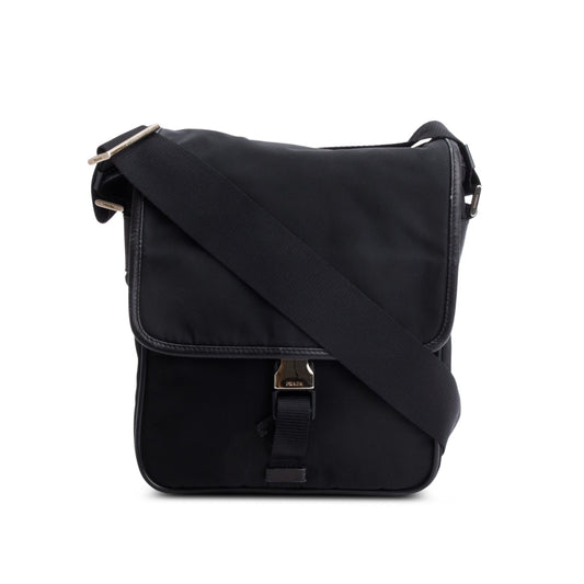 Prada Buckle Messenger Bag Nylon Black Travel Bag
