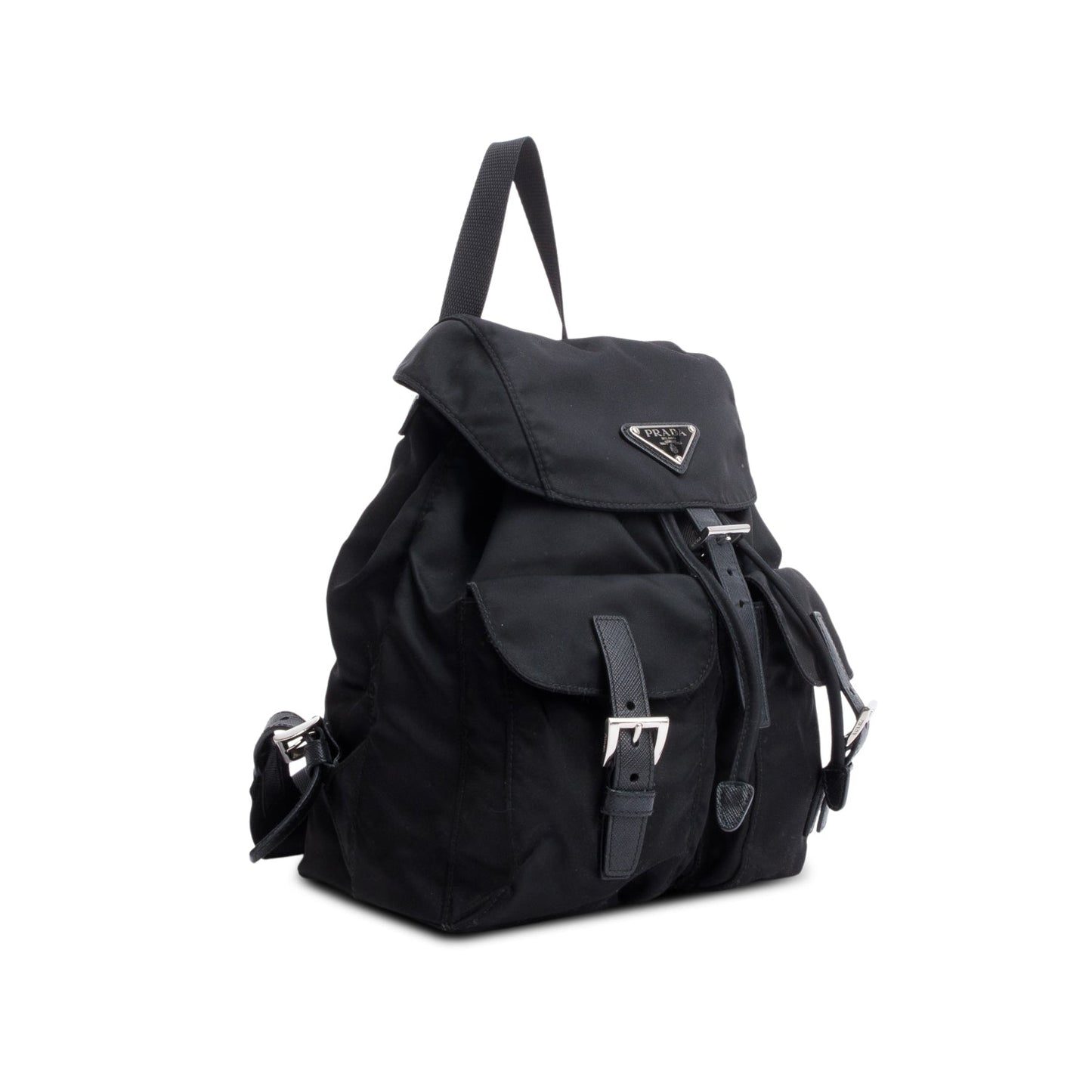 Prada Re Saffiano Backpack Handbag Nylon Black Backpack Handbag