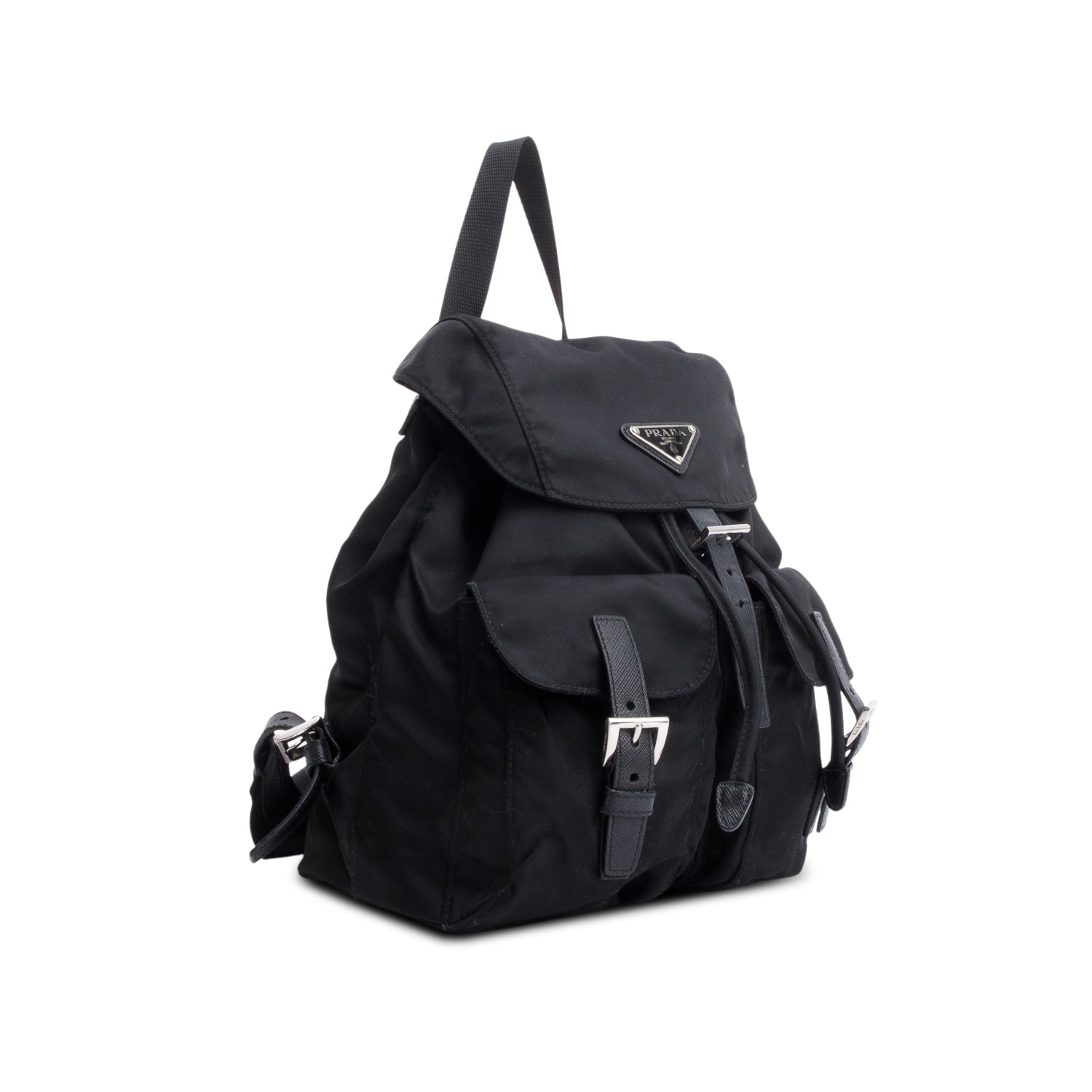 Prada Re Saffiano Backpack Handbag Nylon Black Backpack Handbag