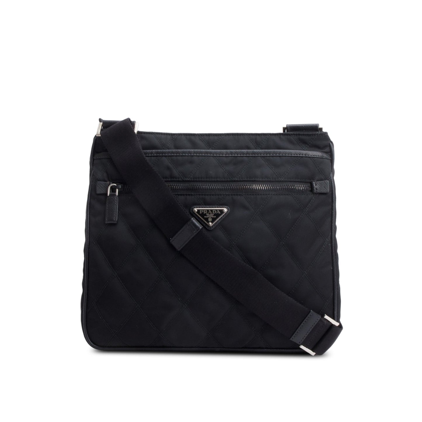 Prada Saffiano Trimmed Tessuto Messenger Bag Leather Nylon Travel Bag Messenger Bag