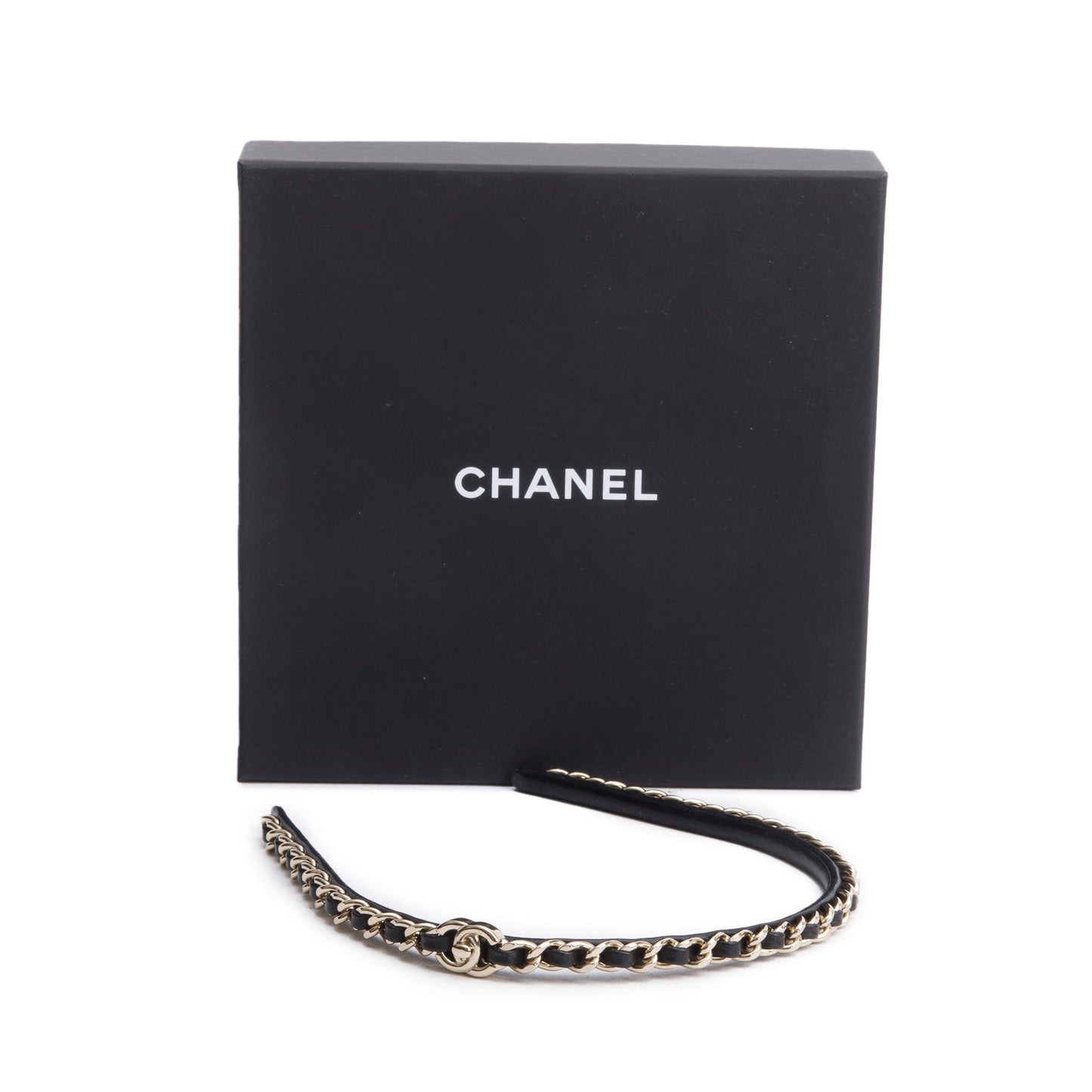 Chanel Interlocking CC -Link Head Band Leather Black Travel Bag