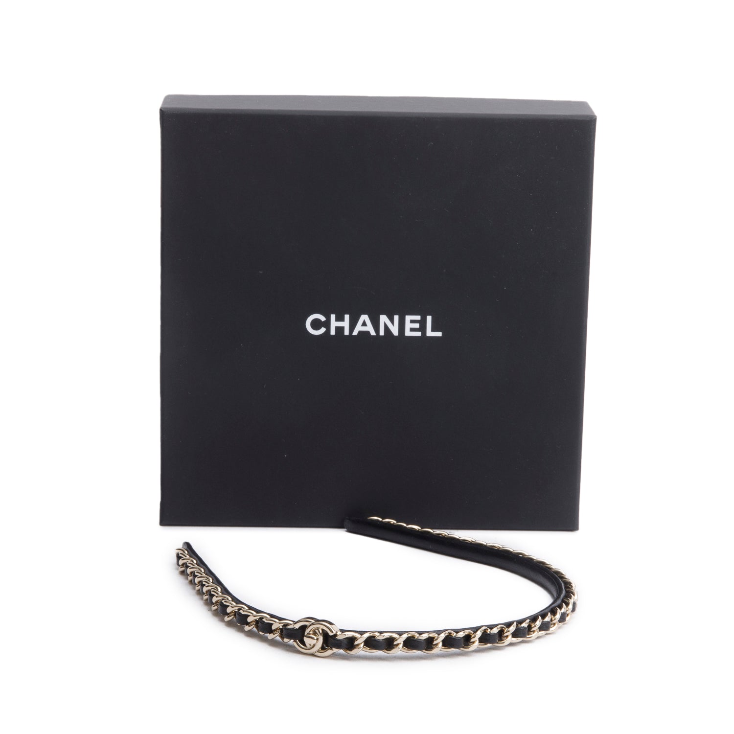 Chanel Interlocking CC -Link Head Band Leather Black Travel Bag