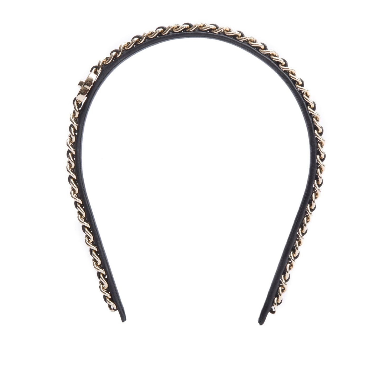 Chanel Interlocking CC -Link Head Band Leather Black Travel Bag