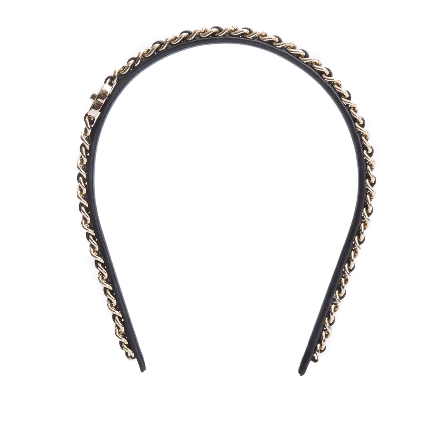 Chanel Interlocking CC -Link Head Band Leather Black Travel Bag