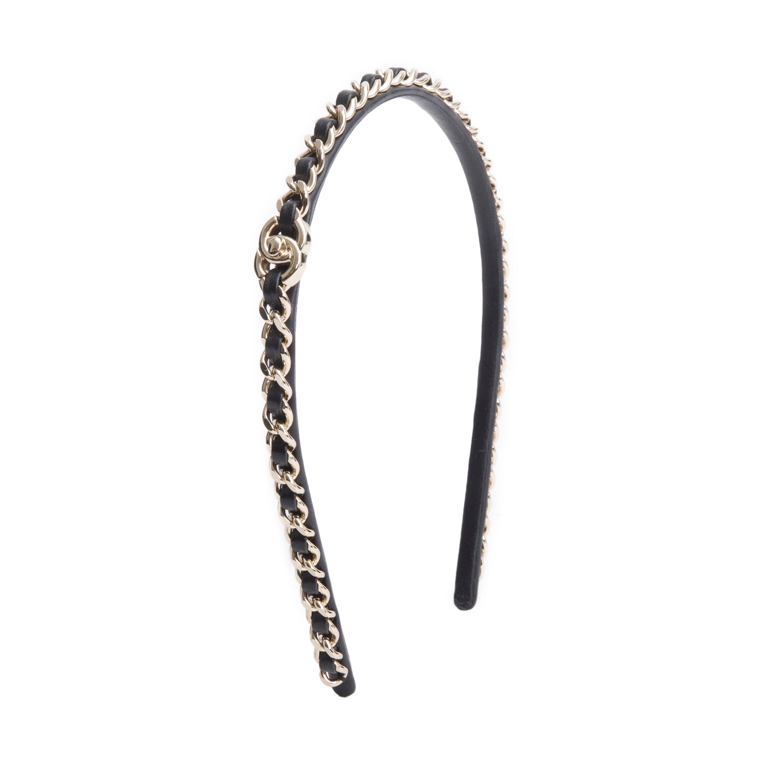 Chanel Interlocking CC -Link Head Band Leather Black Travel Bag
