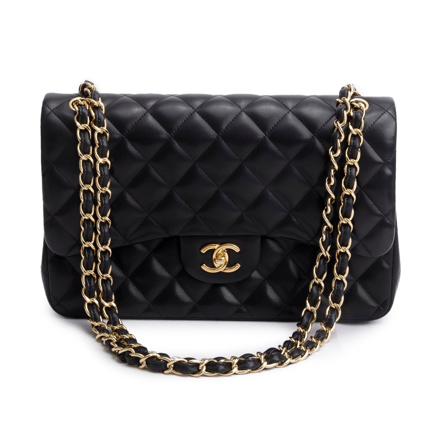 Chanel Quilted Classic Jumbo Double Flap Leather Lambskin Black Travel Bag 5