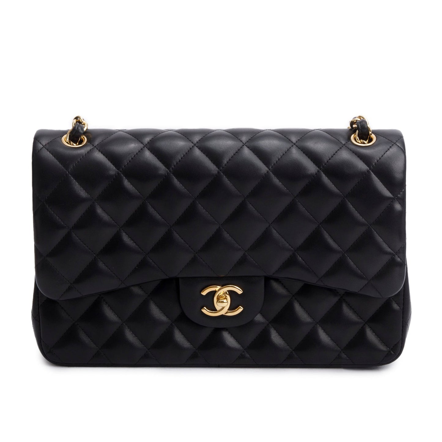 Chanel Quilted Classic Jumbo Double Flap Leather Lambskin Black Travel Bag 5