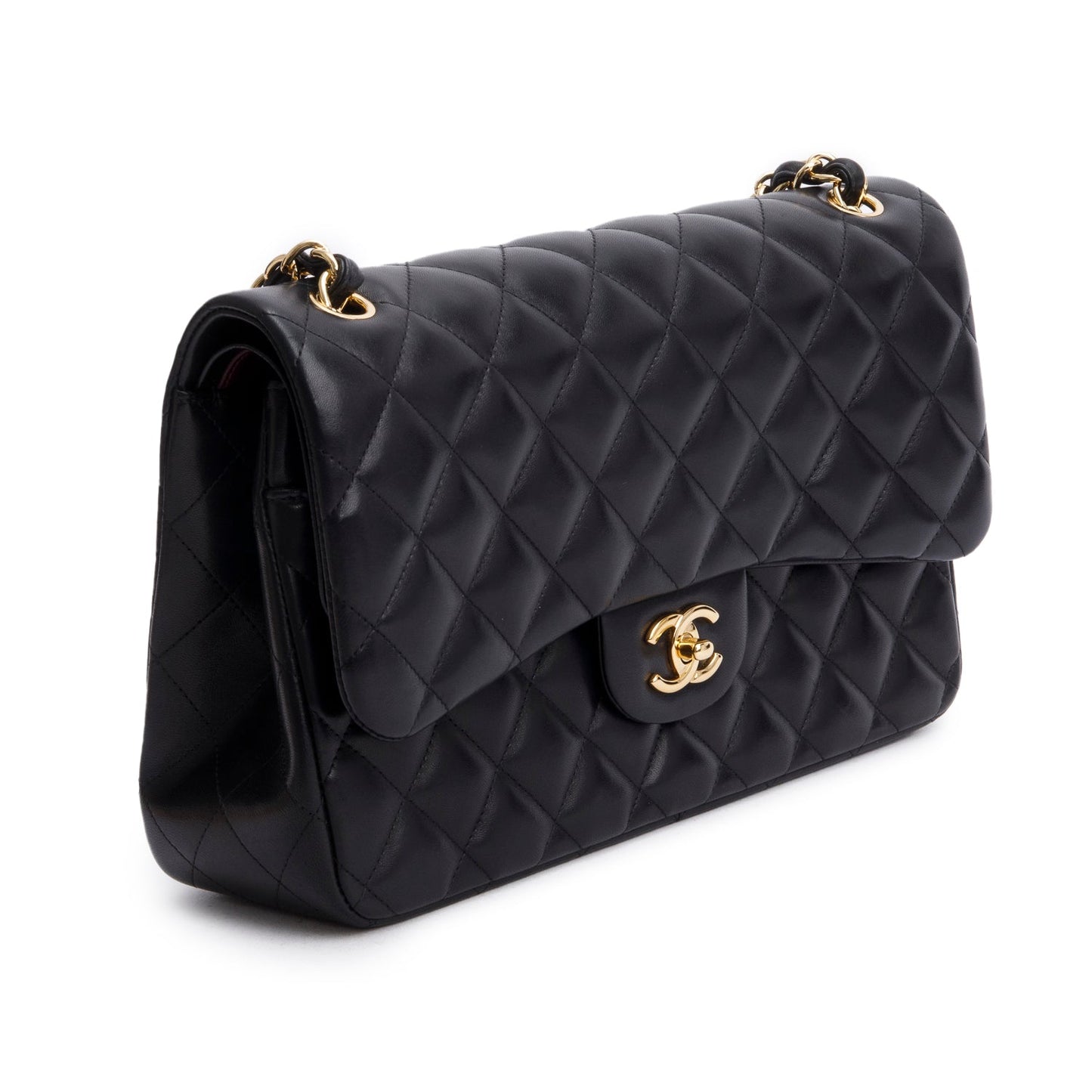 Chanel Quilted Classic Jumbo Double Flap Leather Lambskin Black Travel Bag 5