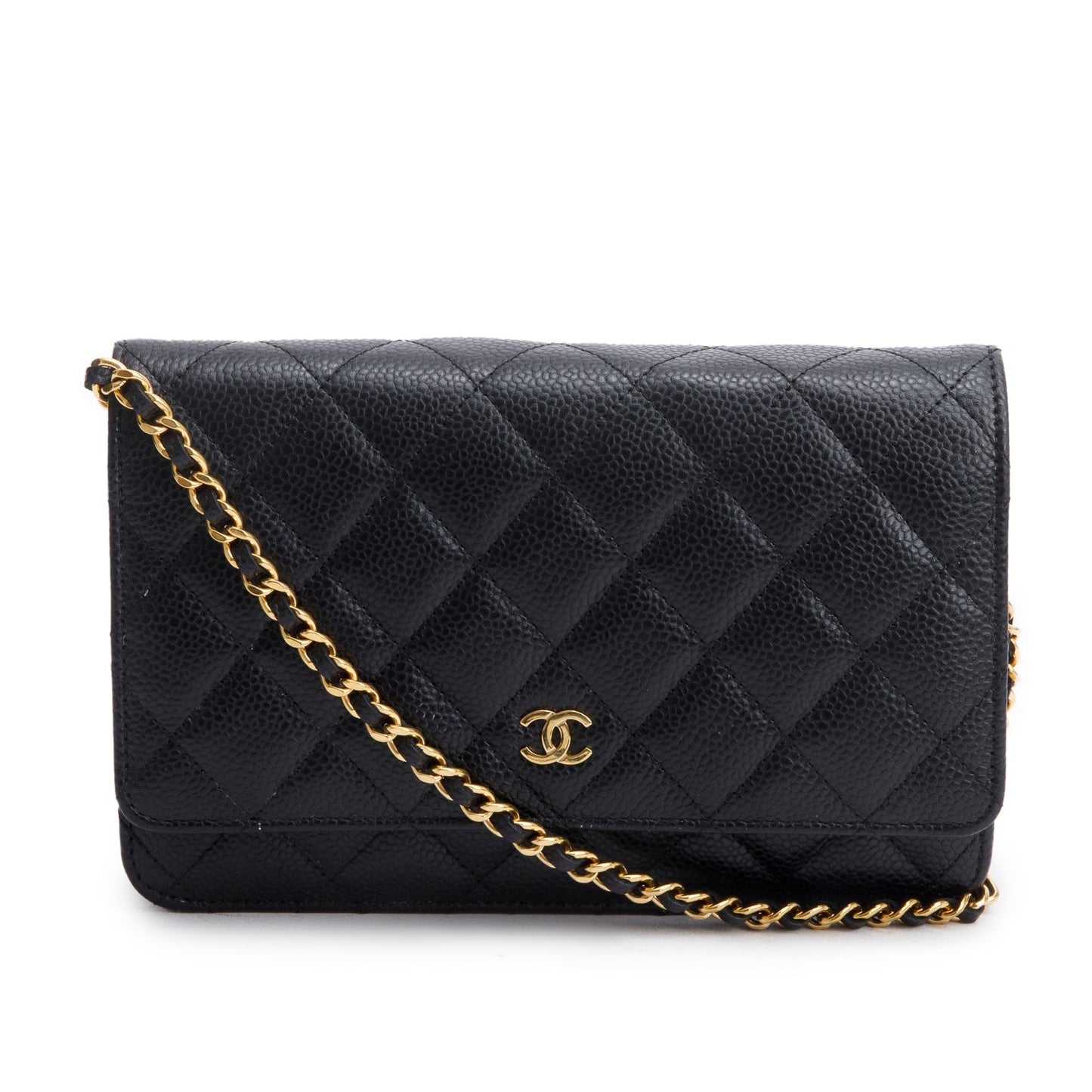 Chanel Quilted Caviar Classic on Leather Black Wallet Case 15